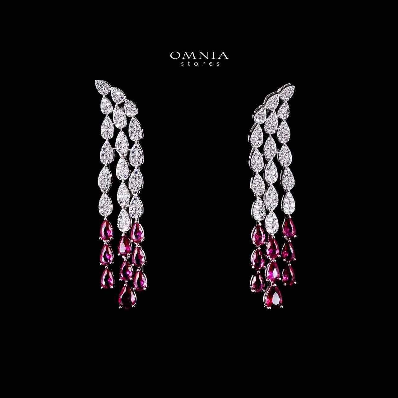 Omnia Amrah Luxury Bridal Red Full Set in High Quality Zircon Stone Rhodium Plated - OMNIASTORES KSA