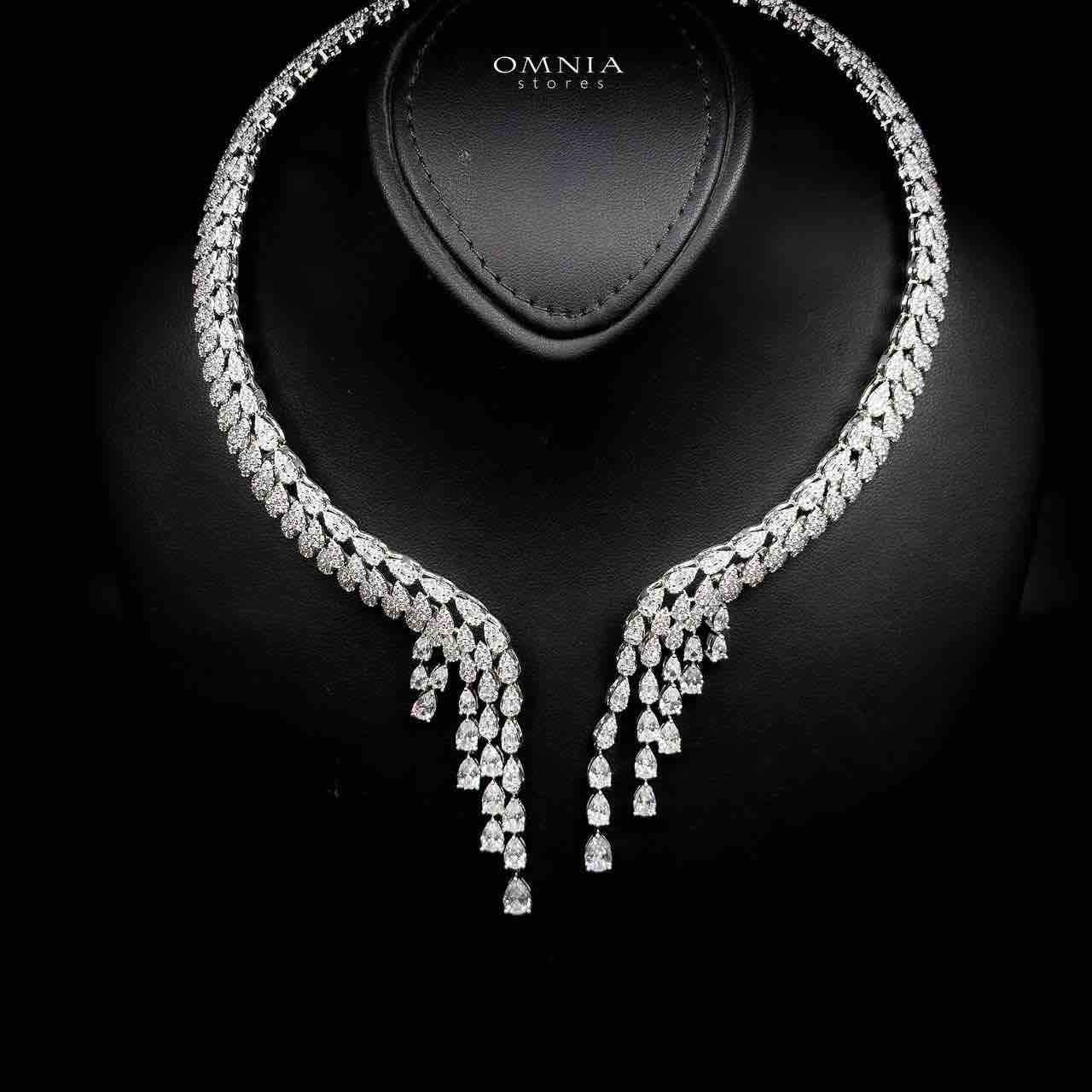 Omnia Senna Luxury Bridal White Full Set in High Quality Zircon Stone Rhodium Plated - OMNIASTORES KSA