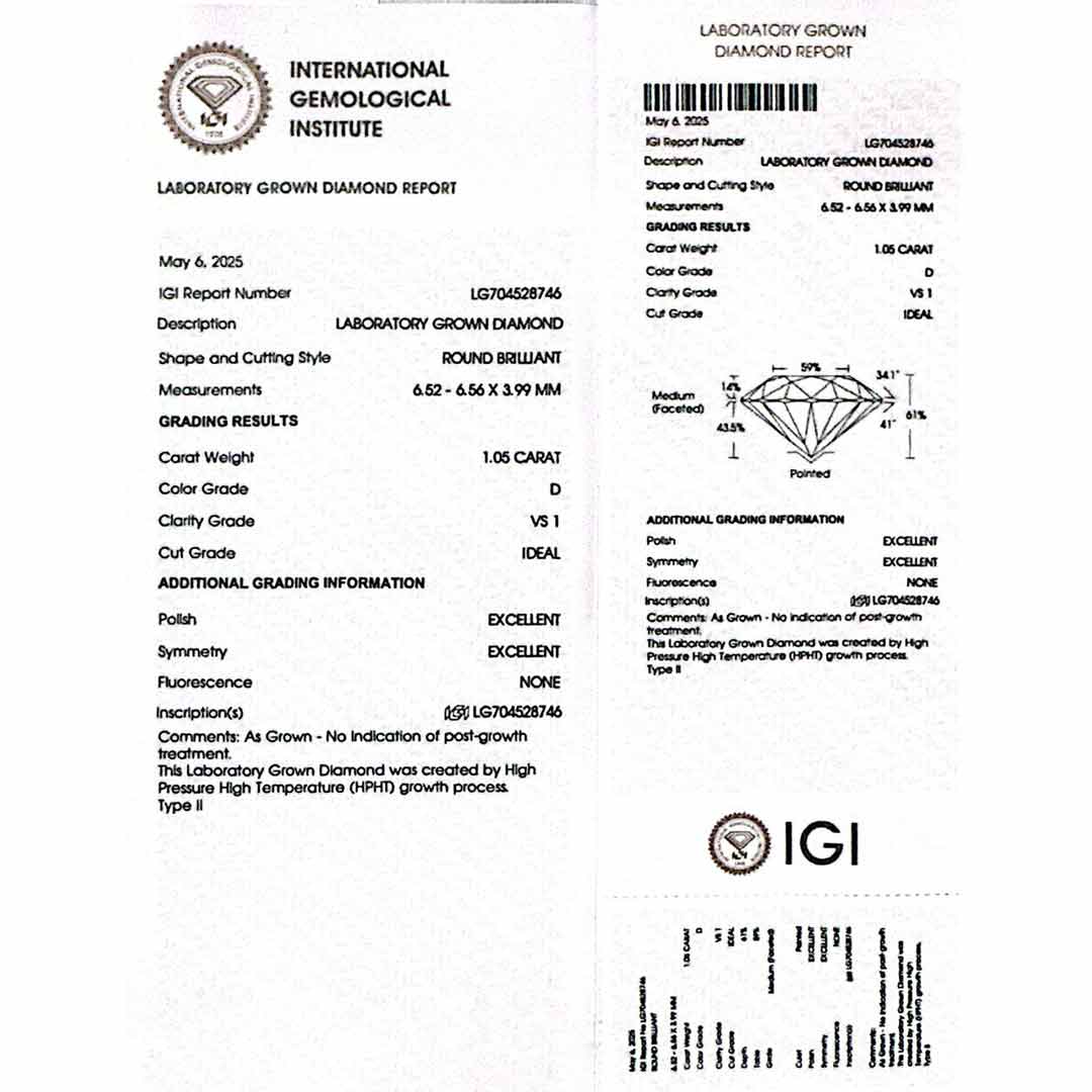 Jamyla Lab Grown With IGI Certifited D VS1 Round Brilliabt White Ring In 925 Silver 1.00ct