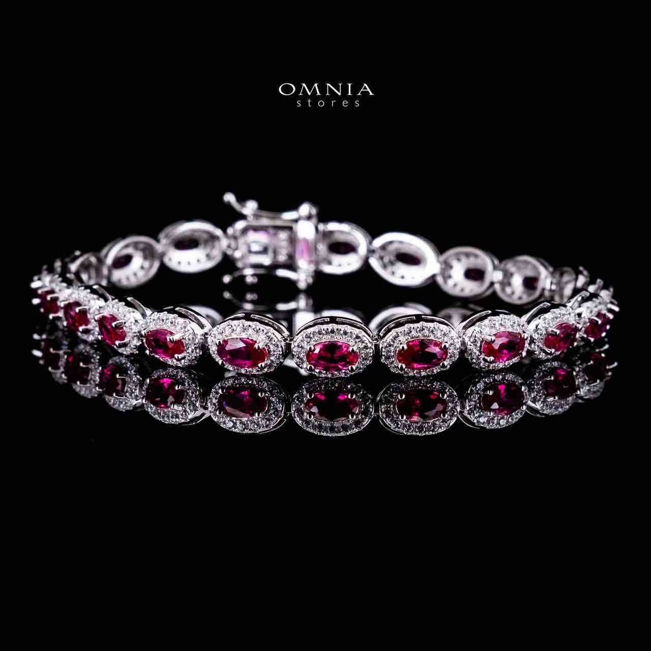 Omnia Syra Red Silver Bracelet in 925 Silver High Quality Simulated Diamonds - OMNIASTORES KSA