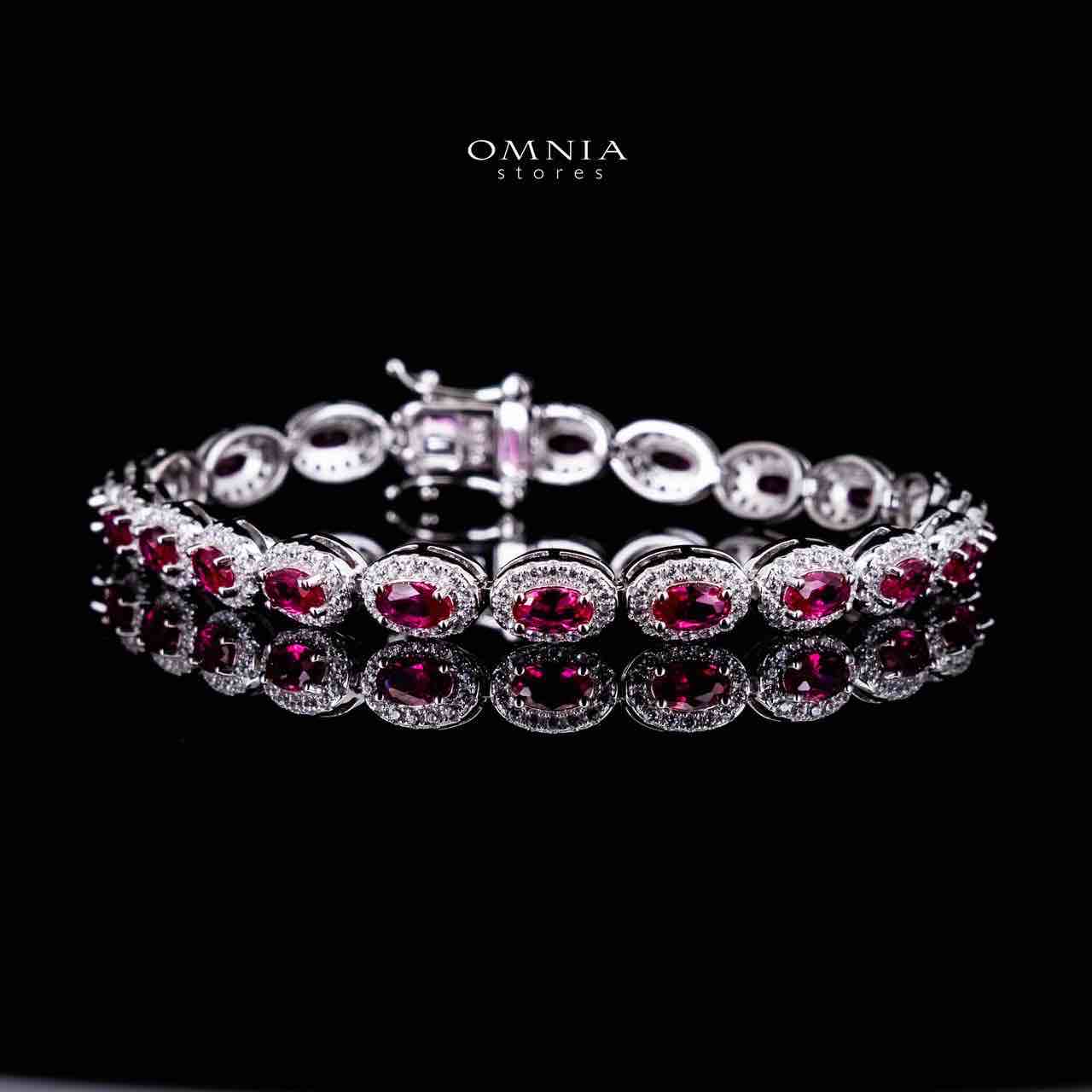 Omnia Syra Red Silver Bracelet in 925 Silver High Quality Simulated Diamonds - OMNIASTORES KSA