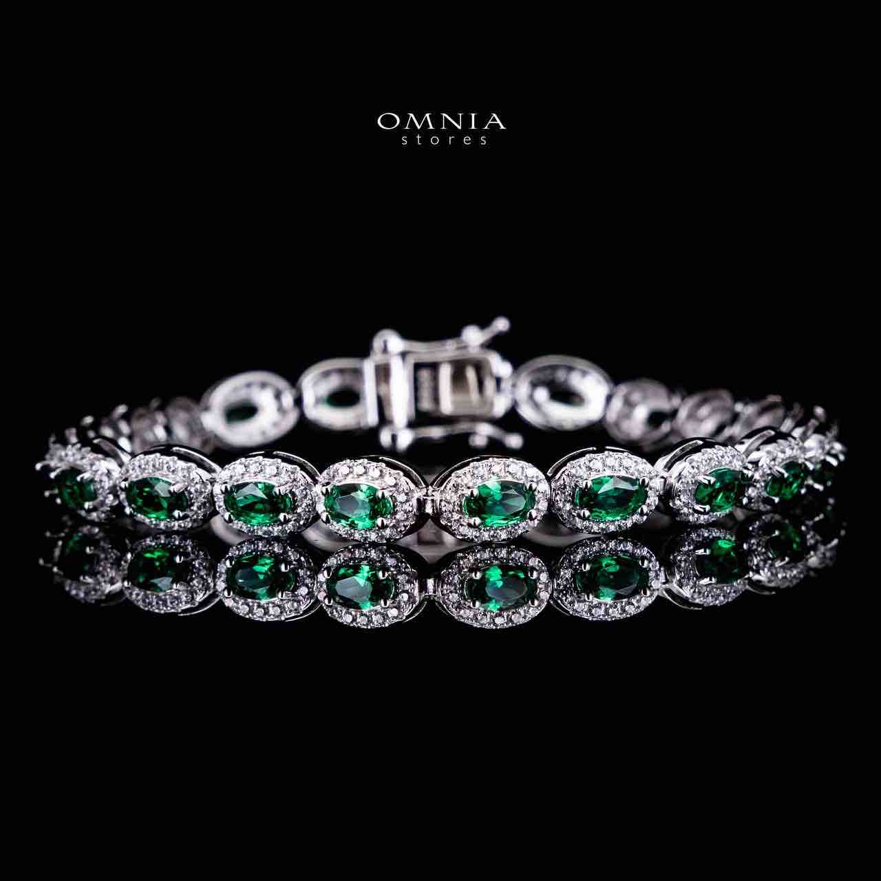 Omnia Syra Green Silver Bracelet in 925 Silver High Quality Simulated Diamonds