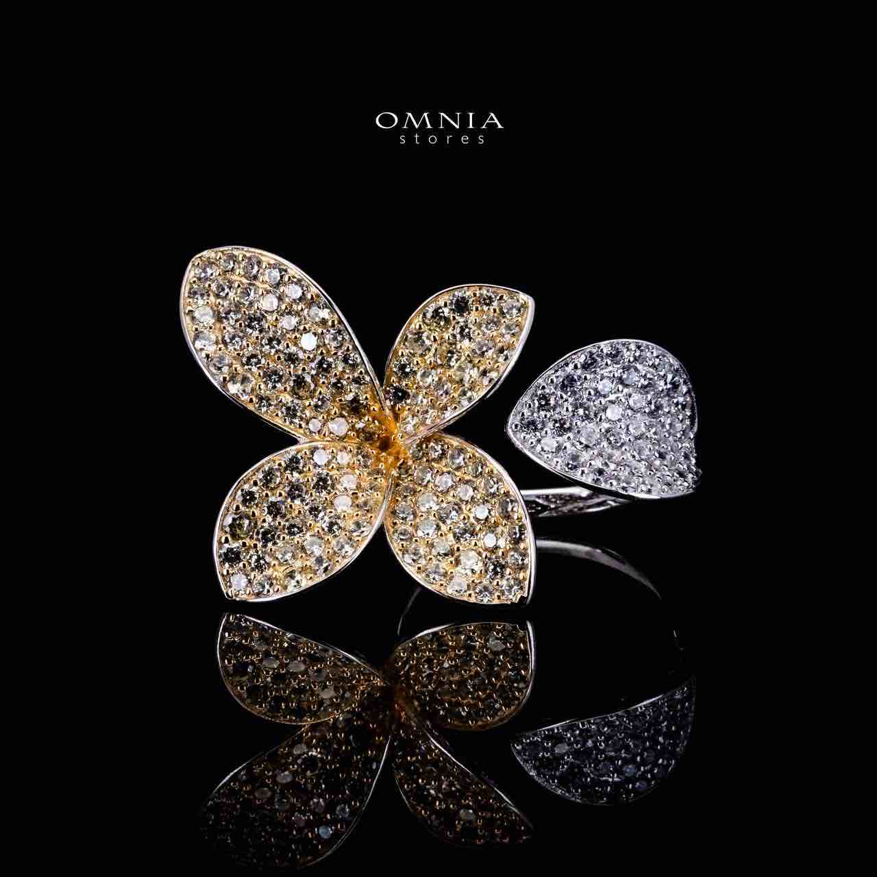 Omnia Dayana Gold and Silver Ring in 925 Silver In High Quality Simulated Diamonds - OMNIASTORES KSA