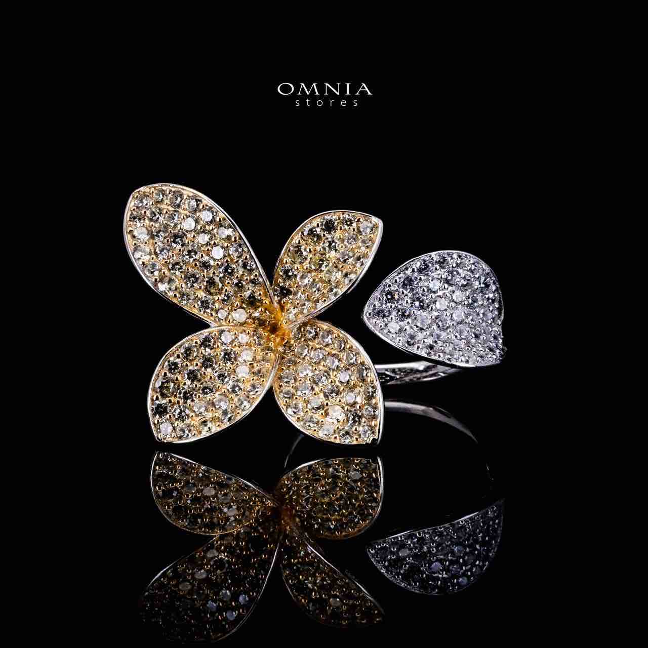 Omnia Dayana Gold and Silver Ring in 925 Silver In High Quality Simulated Diamonds - OMNIASTORES KSA