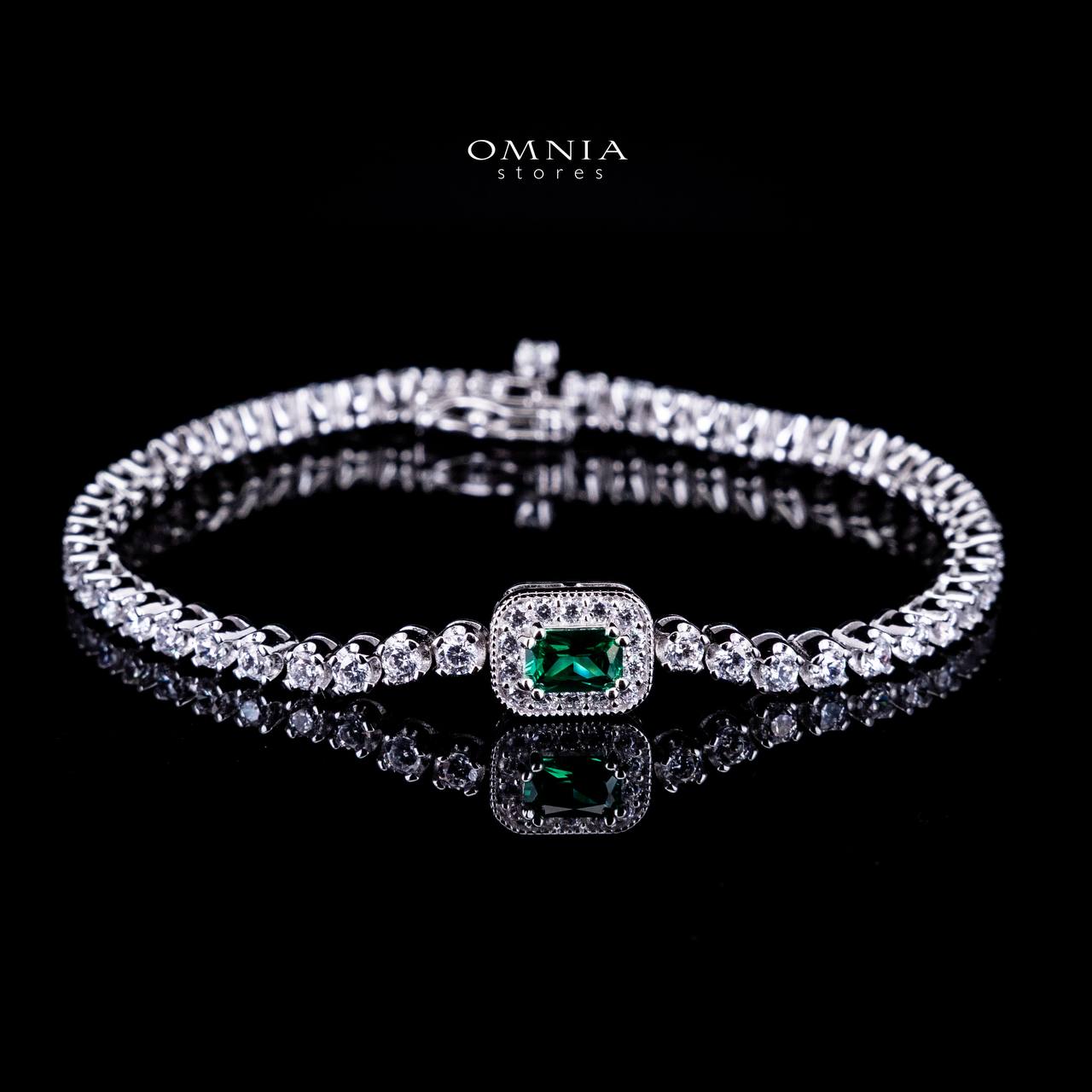 Omnia Zyrah Green Silver Bracelet in 925 Silver High Quality Simulated Diamonds