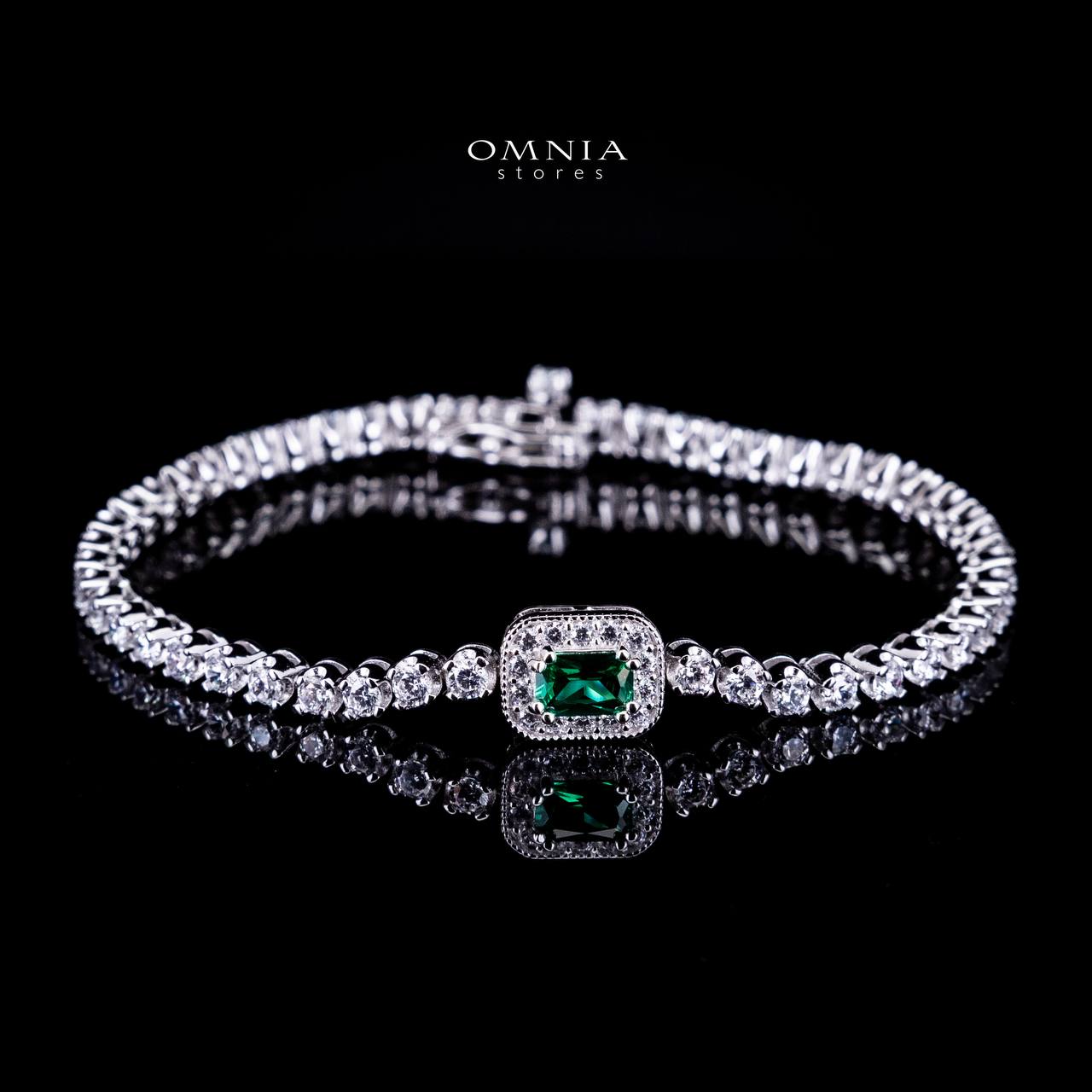 Omnia Zyrah Green Silver Bracelet in 925 Silver High Quality Simulated Diamonds