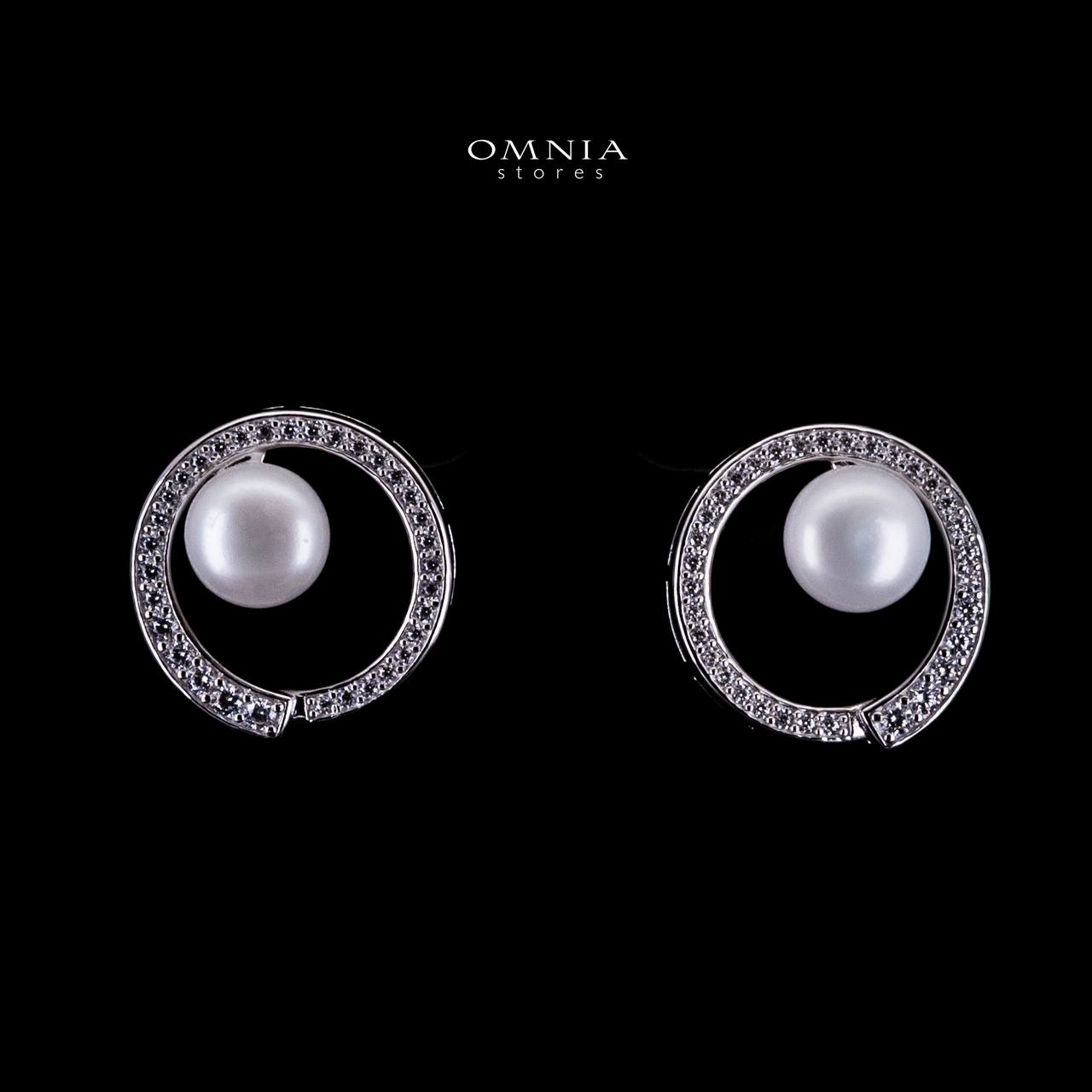Omnia Afra Fresh Real Water Pearl Earrings 925 Silver High Quality Simulated Diamonds