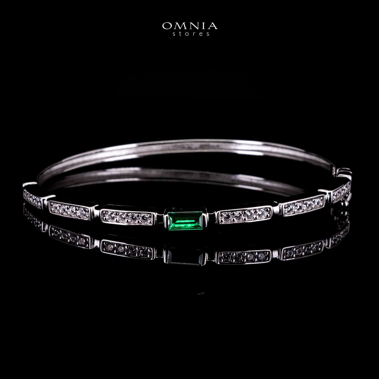 Omnia Rukia Green Bangle in 925 Silver High Quality Simulated Diamonds