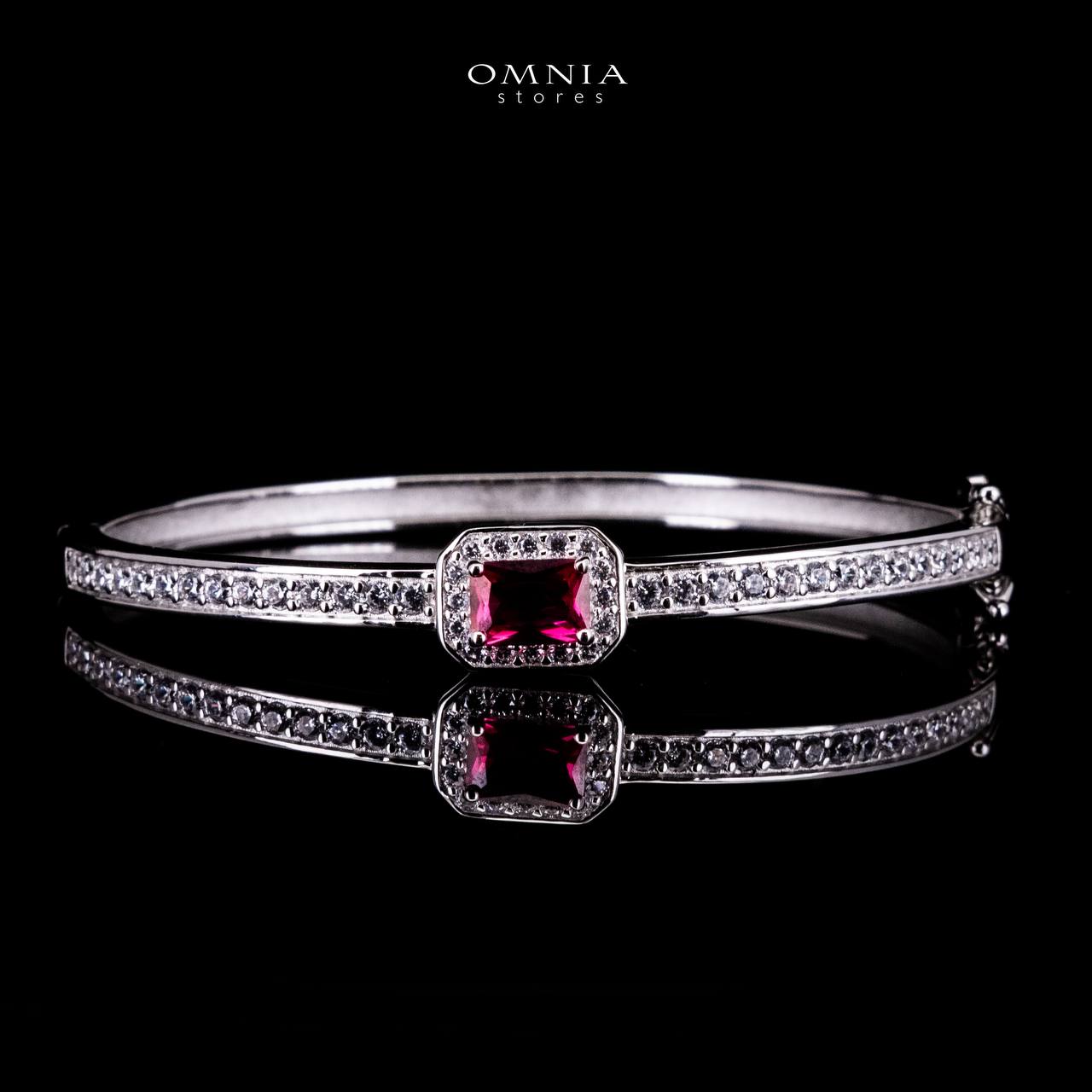 Omnia Ayrah Red Bangle in 925 Silver High Quality Simulated Diamonds