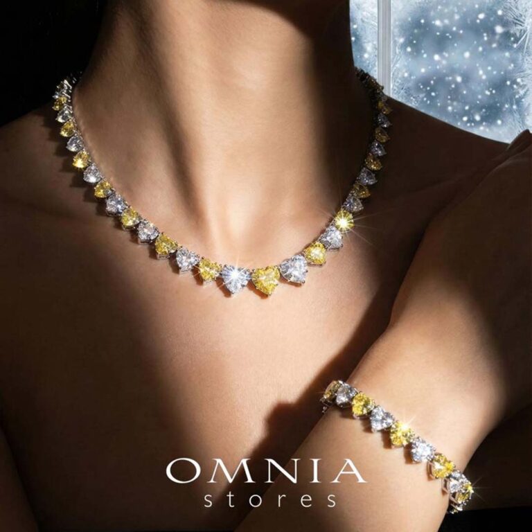 Omnia Donatella Yellow Luxury Bridal Full Set with Heart-Cut High-Quality Simulated Diamonds Rhodium Plated - OMNIASTORES KSA