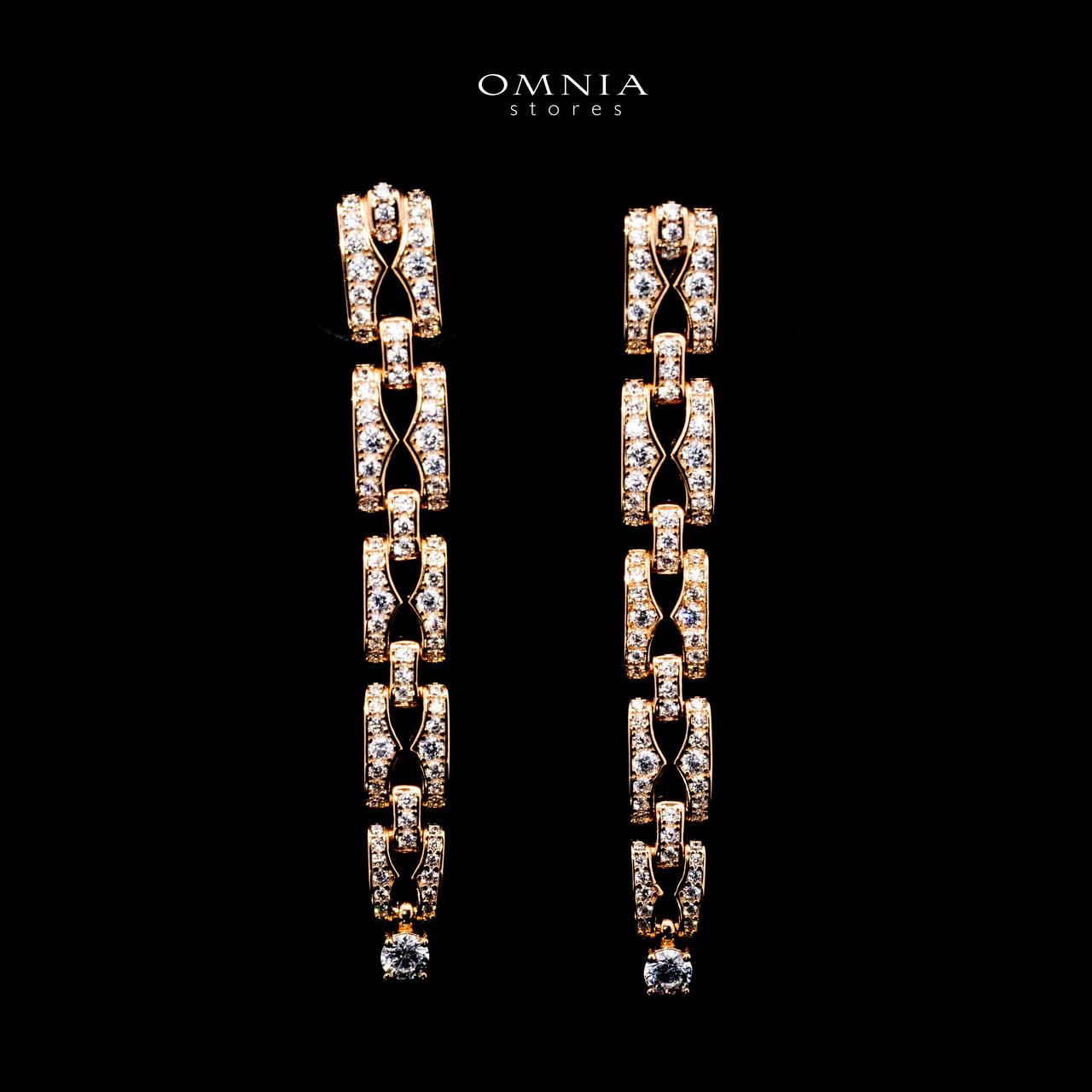 Omnia Athia Gold Drop Earrings With High Quality Certified Lab Crafted Stones In 925 Silver