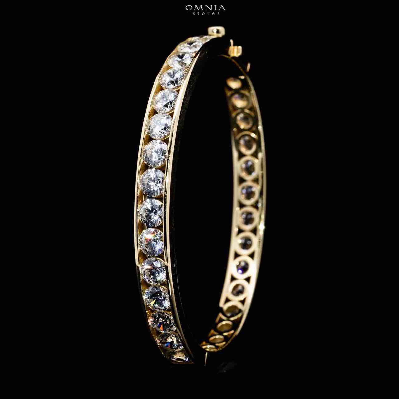 Omnia Nora Gold Bangle With High Quality Certified Lab Crafted Stones In 925 Silver - OMNIASTORES KSA
