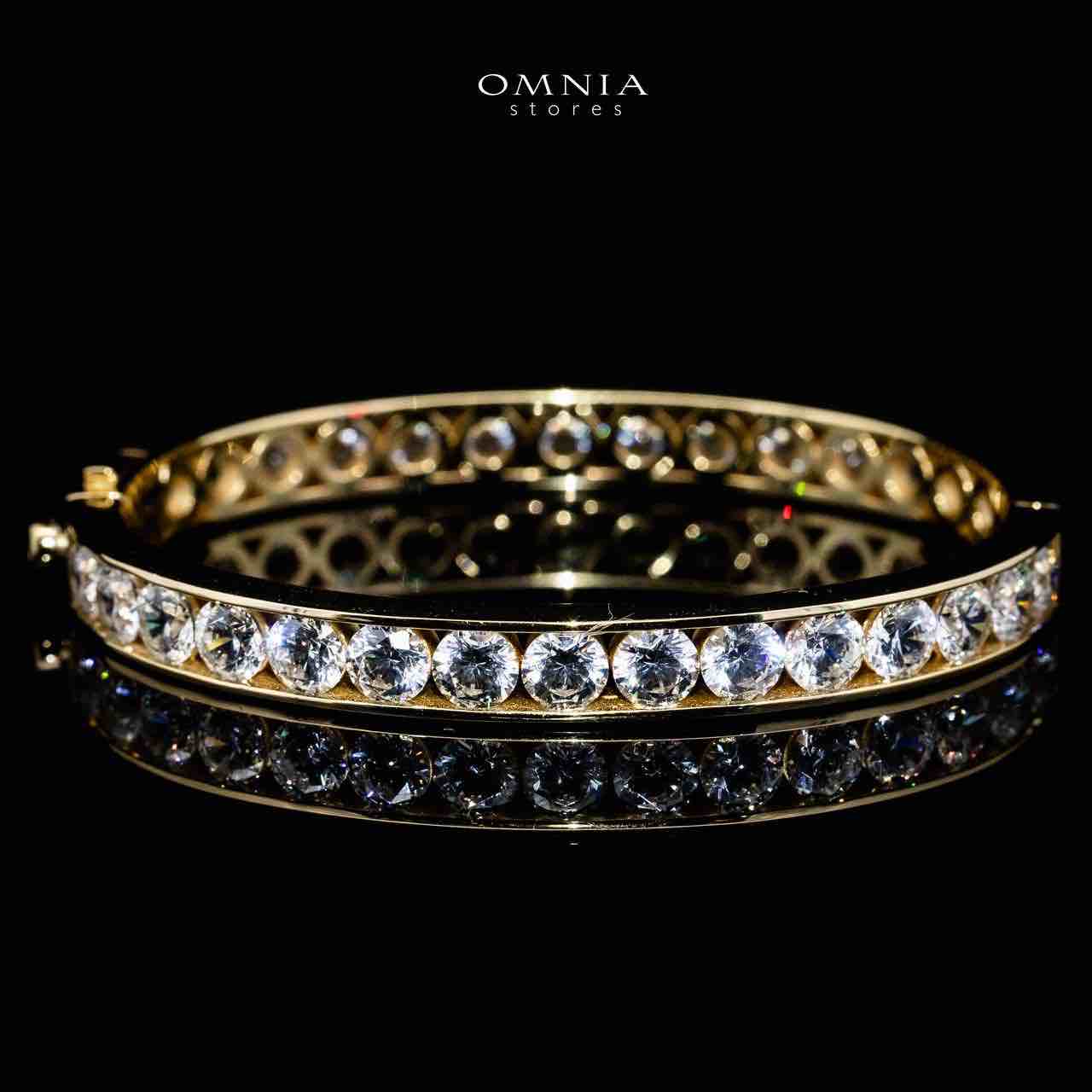 Omnia Nora Gold Bangle With High Quality Certified Lab Crafted Stones In 925 Silver - OMNIASTORES KSA