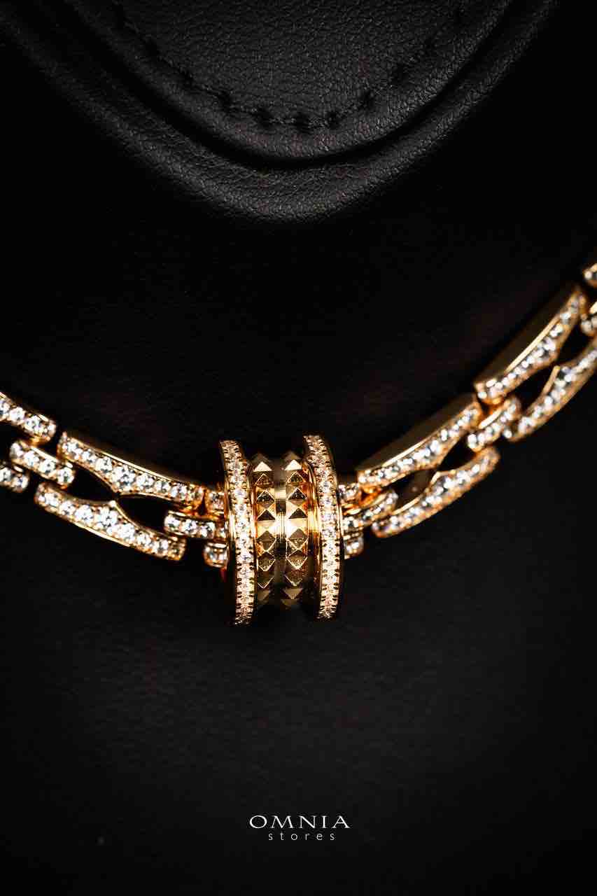 Omnia Munah Gold Pendant Necklace With High Quality Certified Lab Crafted Stones In 925 Silver