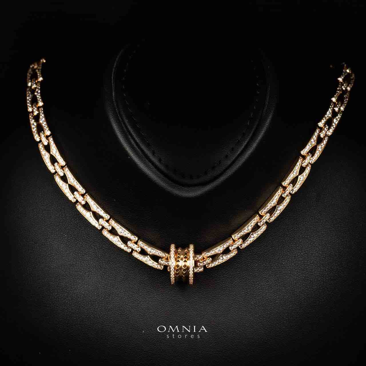 Omnia Munah Gold Pendant Necklace With High Quality Certified Lab Crafted Stones In 925 Silver