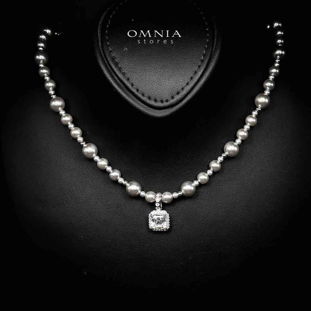 Omnia Anyah White Peal Pendant Necklace With High Quality Certified Lab Crafted Stones In 925 Silver 45cm - OMNIASTORES KSA