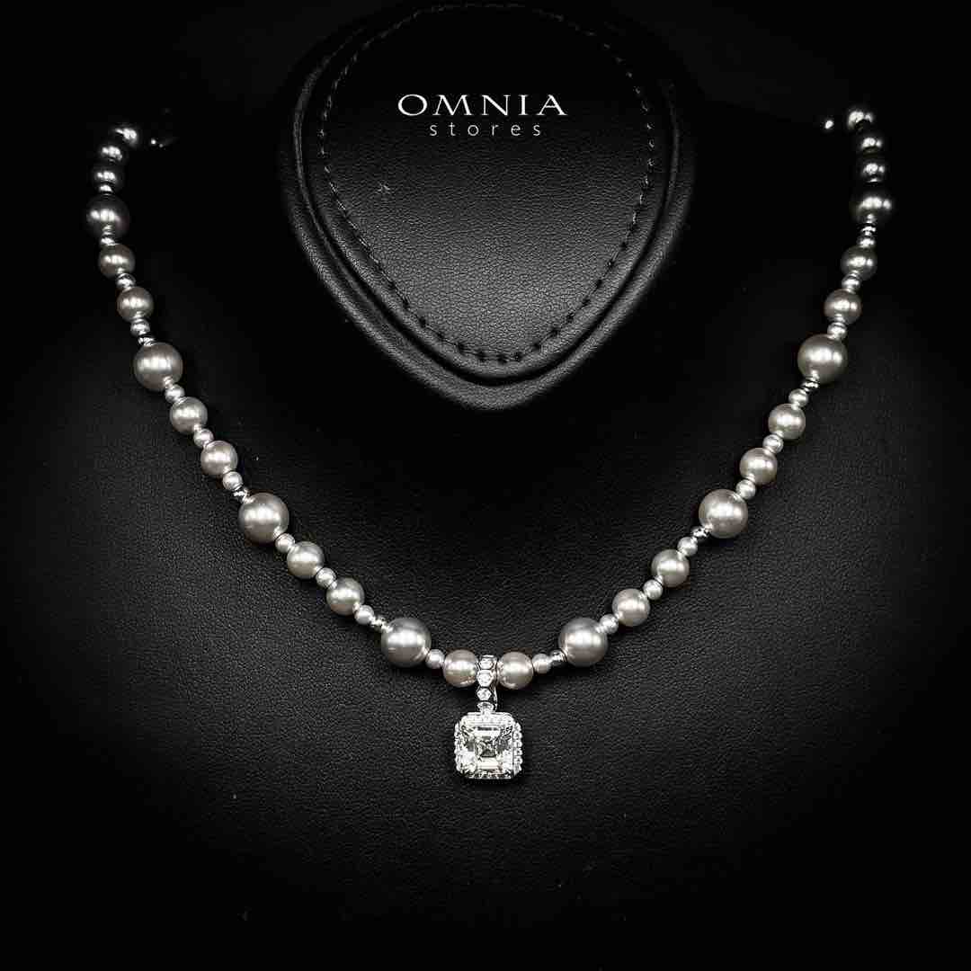 Omnia Anyah White Peal Pendant Necklace With High Quality Certified Lab Crafted Stones In 925 Silver 45cm - OMNIASTORES KSA