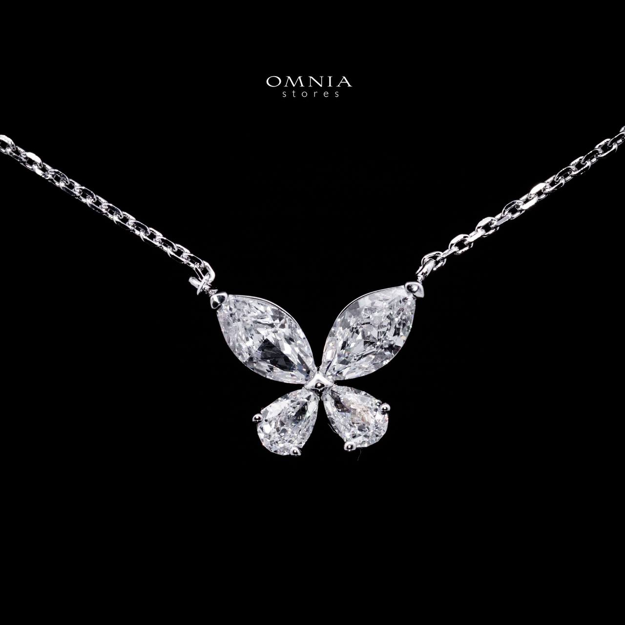 Omnia Ziara White Pendant Necklace With High Quality Certified Lab Crafted Stones In 925 Silver