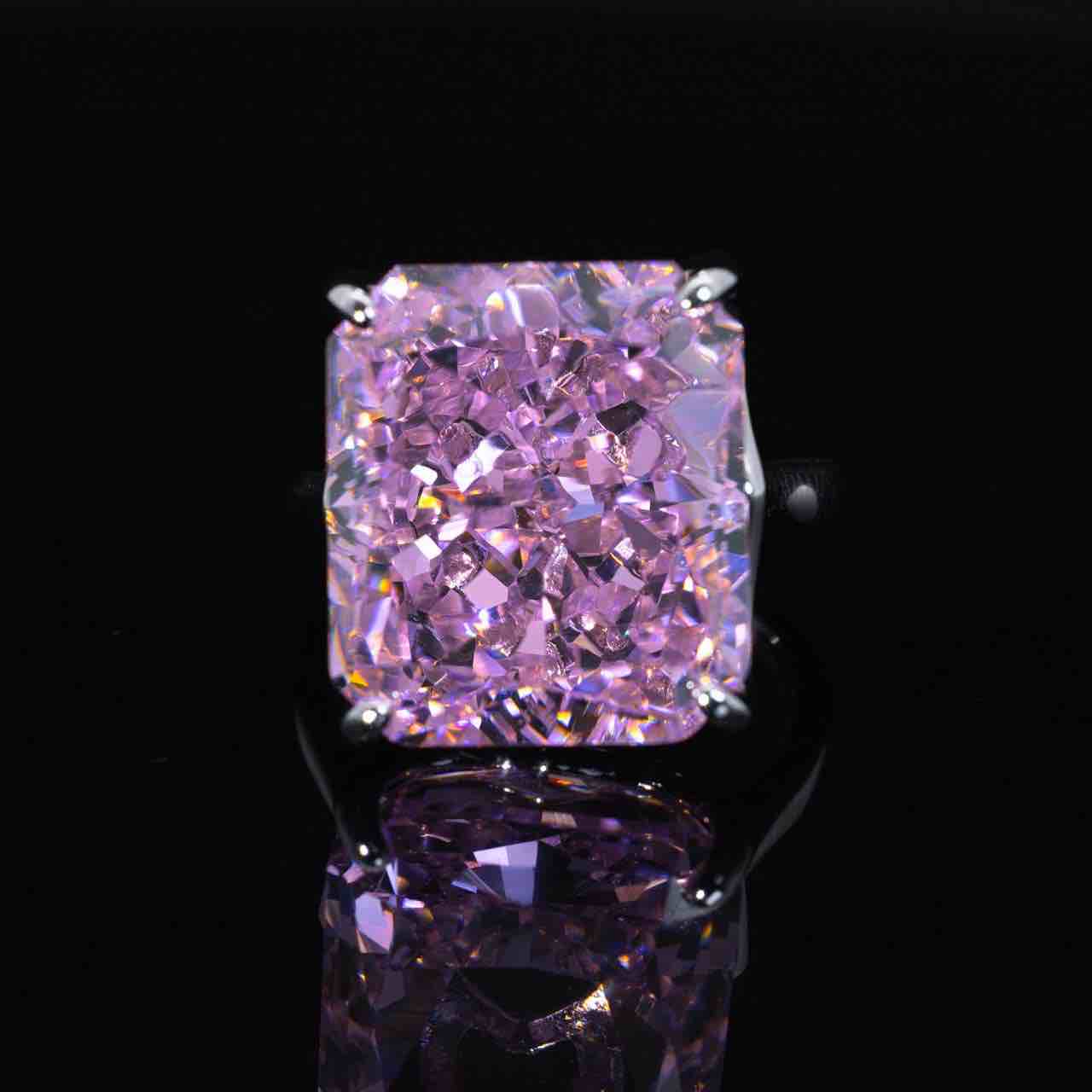 Omnia Imany Pink Cushion Cut Ring With High Quality Certified Lab Crafted Stones In 925 Silver - OMNIASTORES KSA