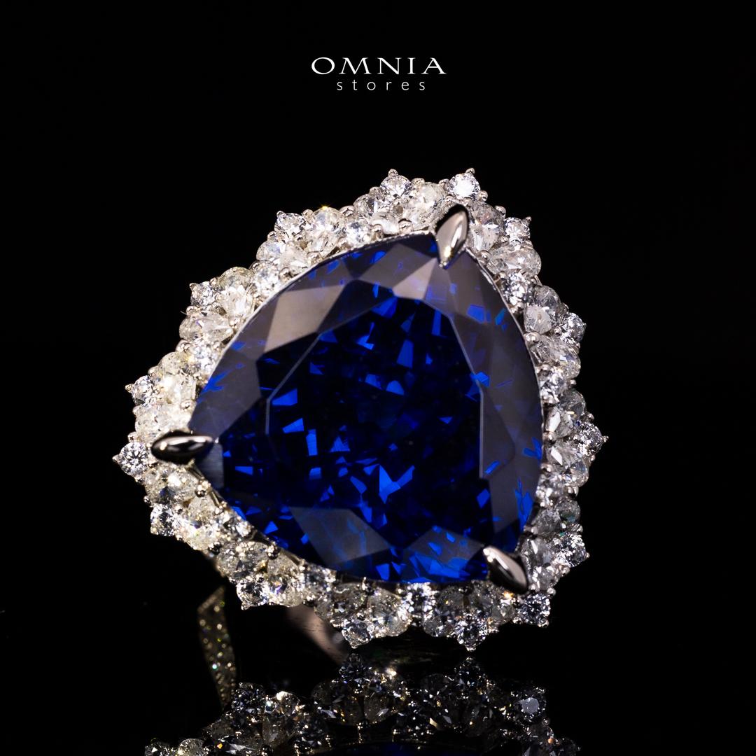 Omnia Roua White and Blue Ring With High Quality Certified Lab Crafted Stones In 925 Silver - OMNIASTORES KSA