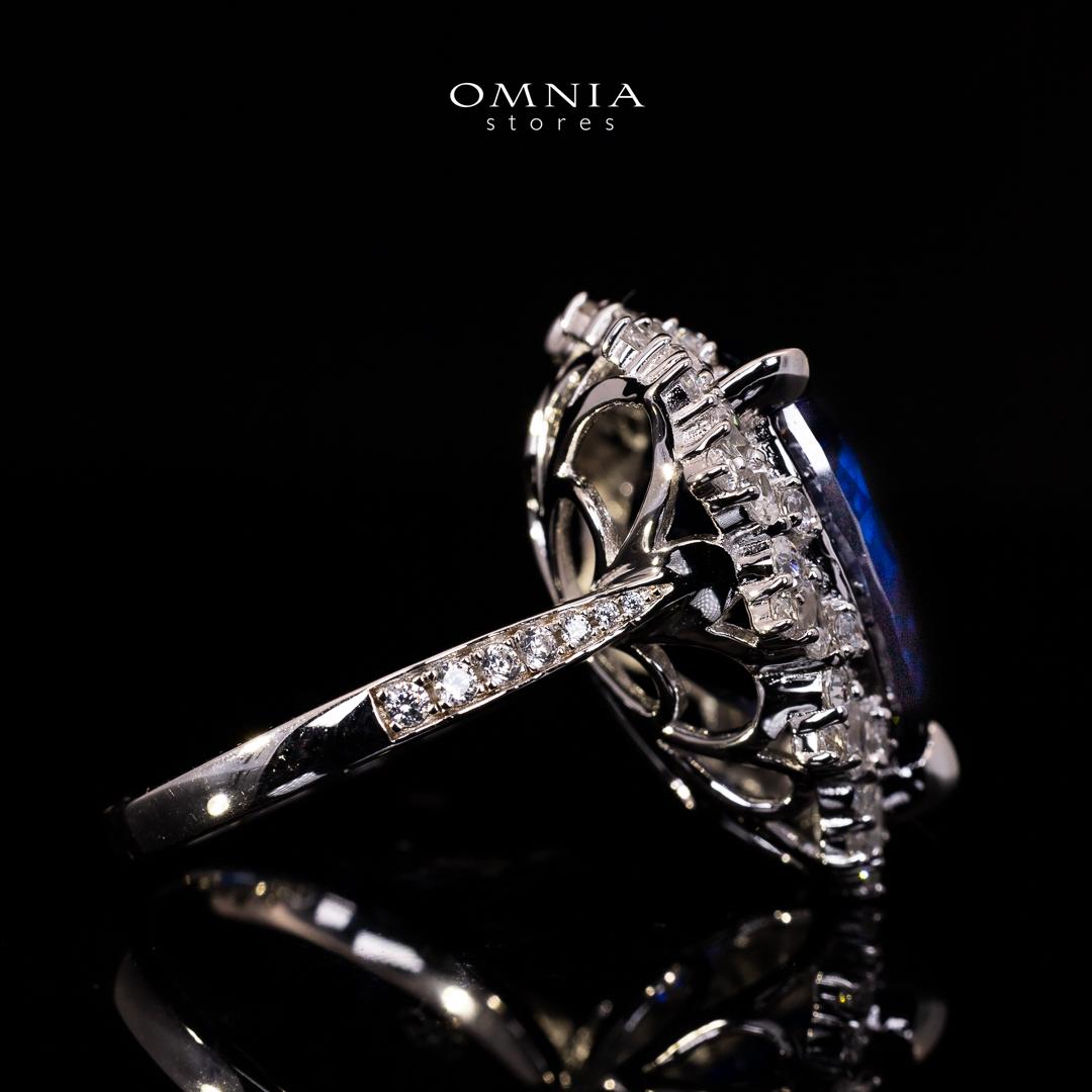 Omnia Roua White and Blue Ring With High Quality Certified Lab Crafted Stones In 925 Silver - OMNIASTORES KSA