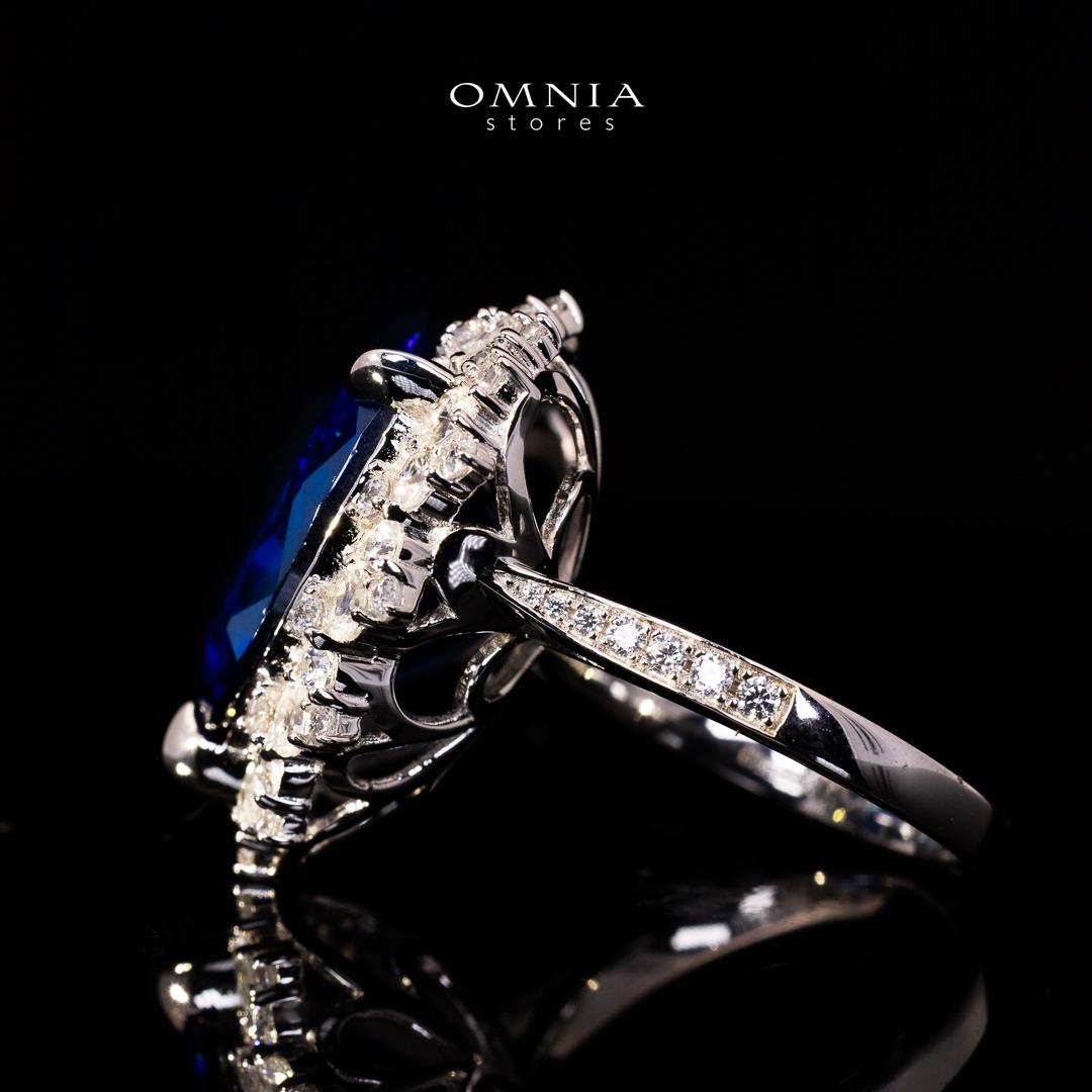 Omnia Roua White and Blue Ring With High Quality Certified Lab Crafted Stones In 925 Silver - OMNIASTORES KSA