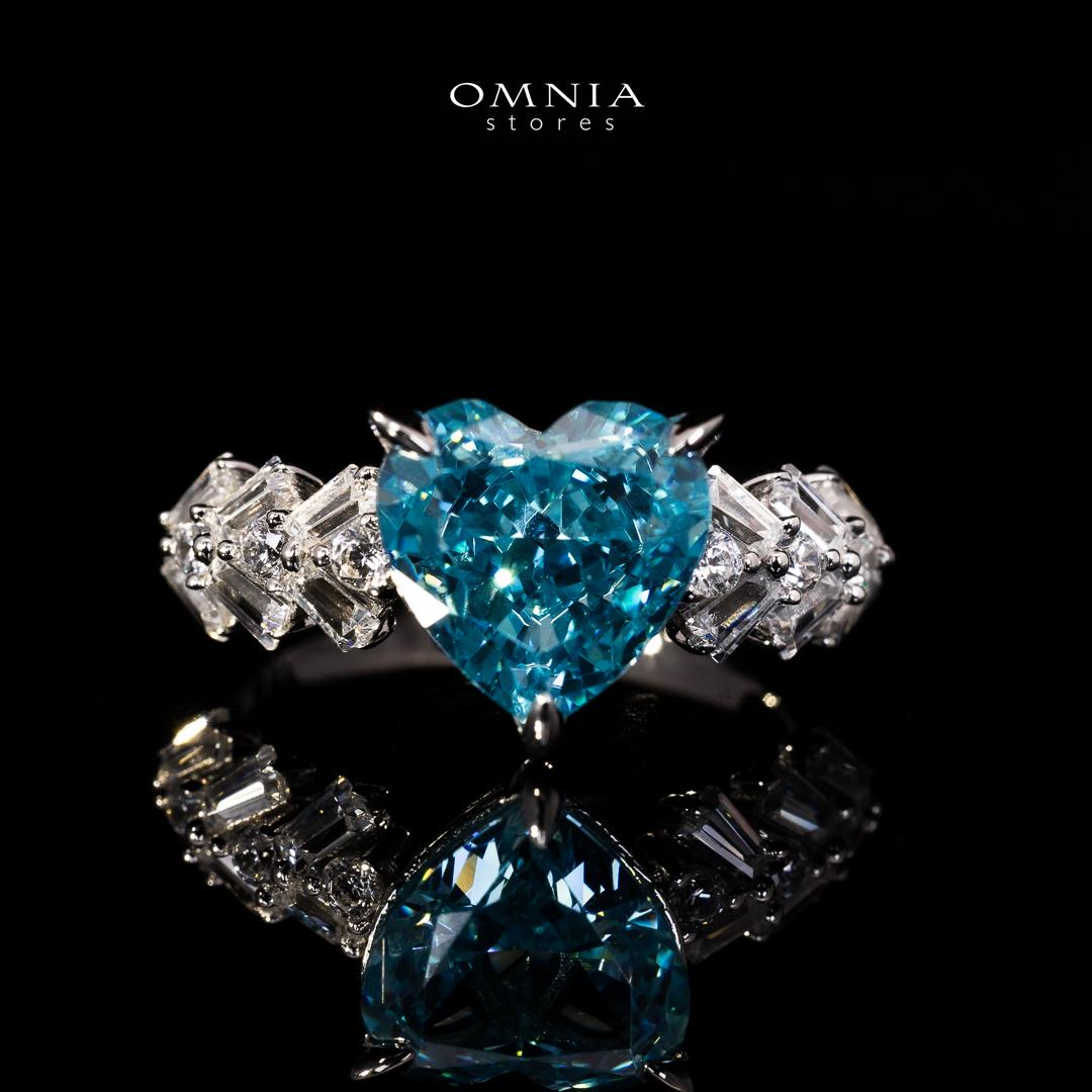 Omnia Saby Heart Sky Blue Heart Ring With High Quality Certified Lab Crafted Stones In 925 Silver - OMNIASTORES KSA