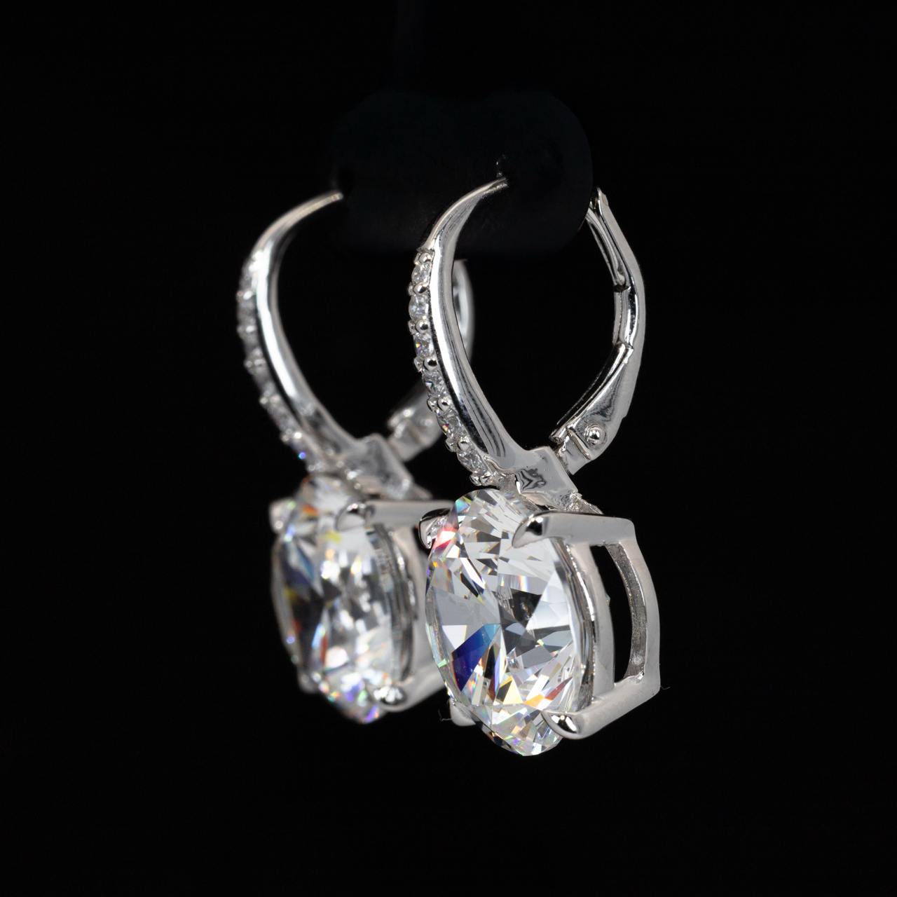 Omnia Lobna Round Drop Earrings With High Quality Certified Lab Crafted Stones In 925 Silver 6ct
