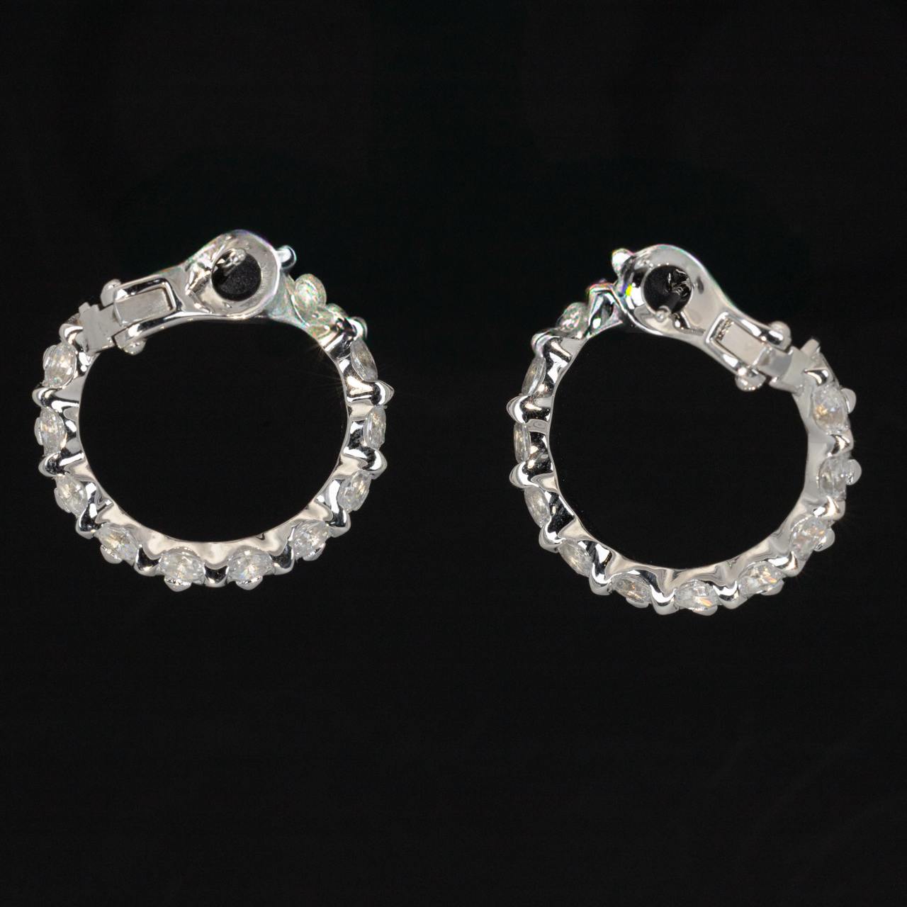 Omnia Shasa White Earrings With High Quality Certified Lab Crafted Stones In 925 Silver