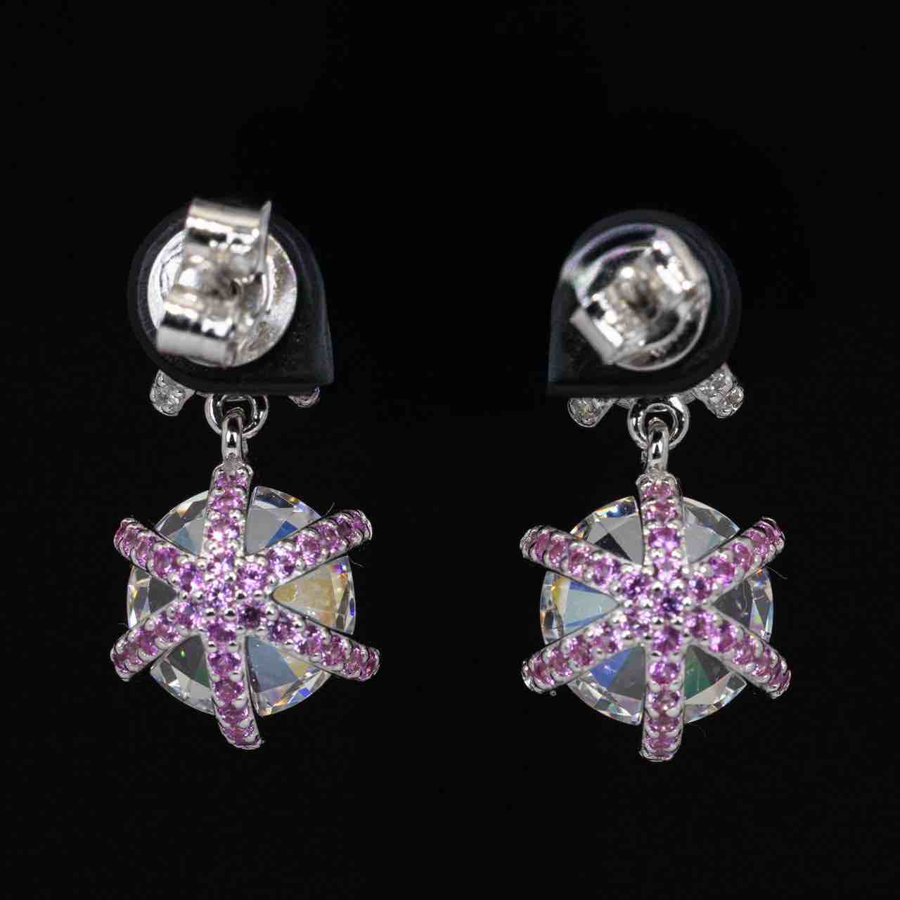 Omnia Asel White Round Earrings With High Quality Certified Lab Crafted Stones In 925 Silver - OMNIASTORES KSA