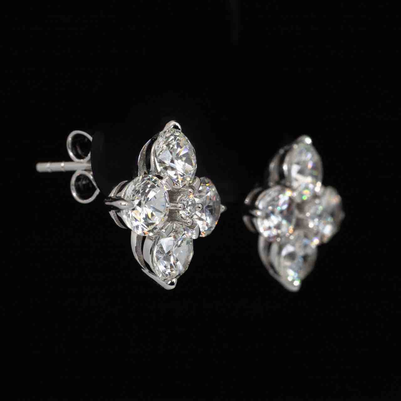 Omnia Azia Round Earrings With High Quality Certified Lab Crafted Stones In 925 Silver - OMNIASTORES KSA