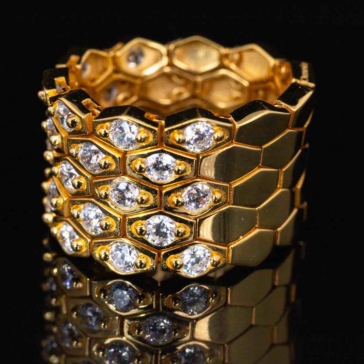 Omnia Kalila Gold Ring With High Quality Simulated Diamonds In 925 Silver - OMNIASTORES KSA