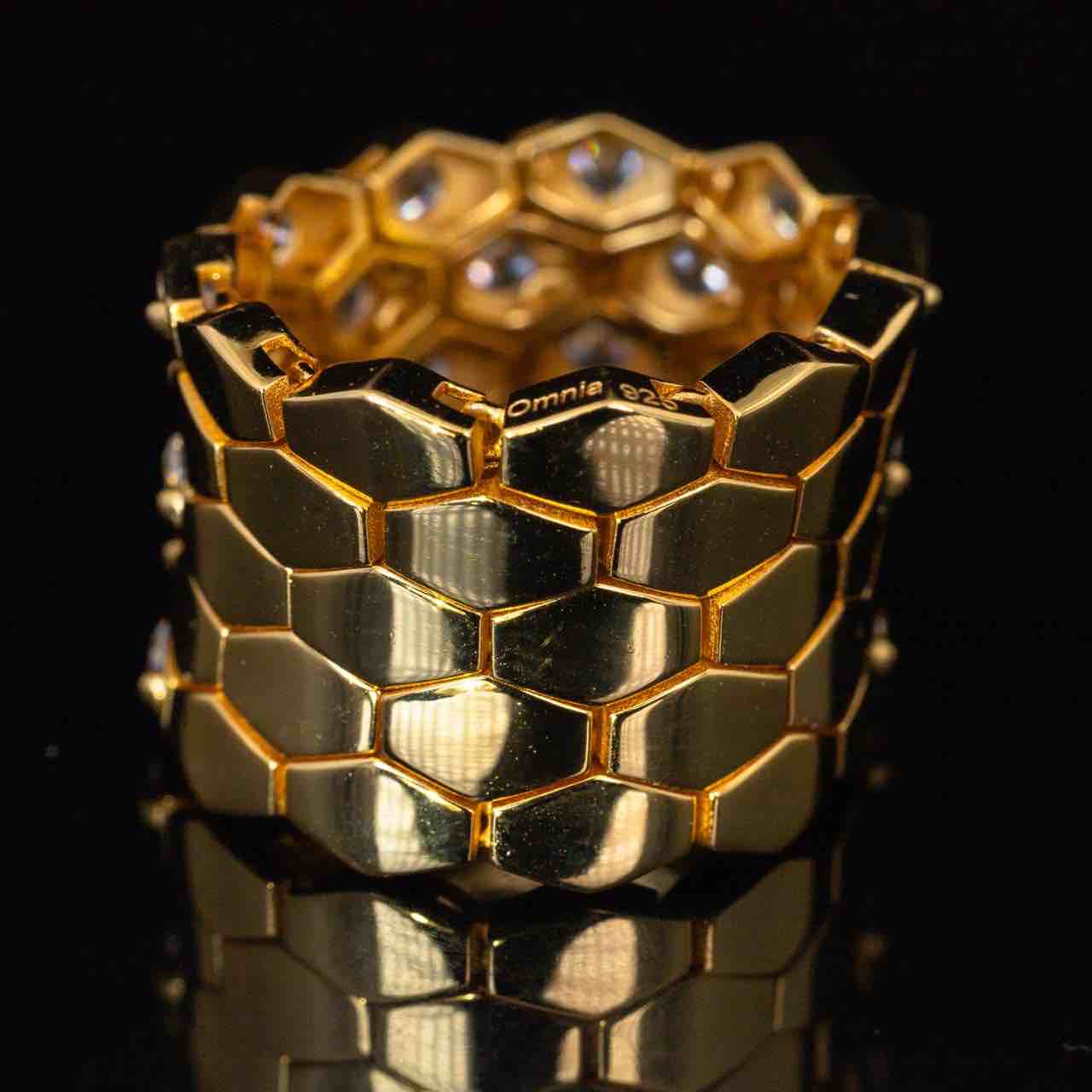 Omnia Kalila Gold Ring With High Quality Simulated Diamonds In 925 Silver - OMNIASTORES KSA