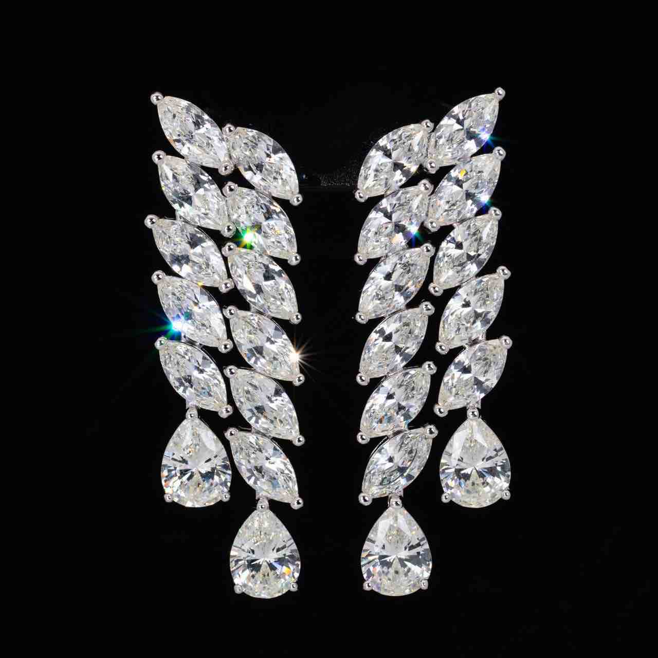 Omnia Maleeha White Drop Earrings With High Quality Simulated Diamonds In 925 Silver