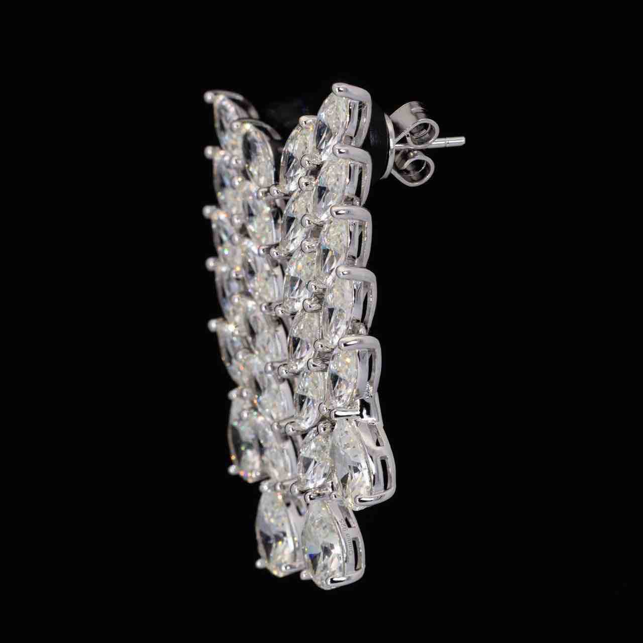Omnia Maleeha White Drop Earrings With High Quality Simulated Diamonds In 925 Silver