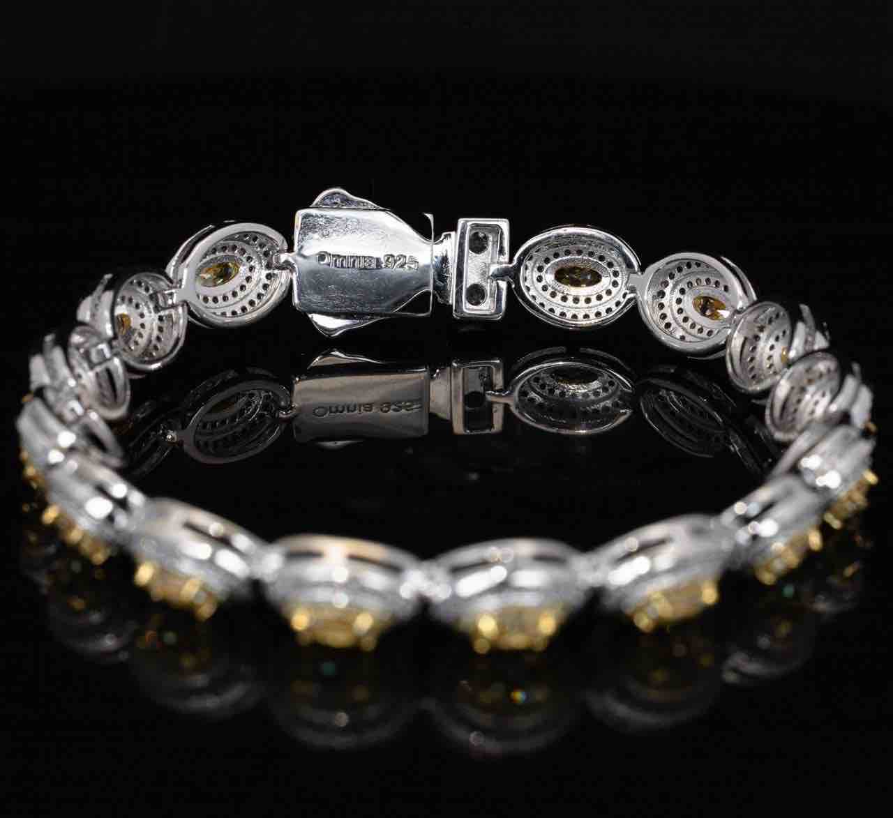 Omnia Tiesha White and Yellow Bracelet With High Quality Simulated Diamonds In 925 Silver - OMNIASTORES KSA