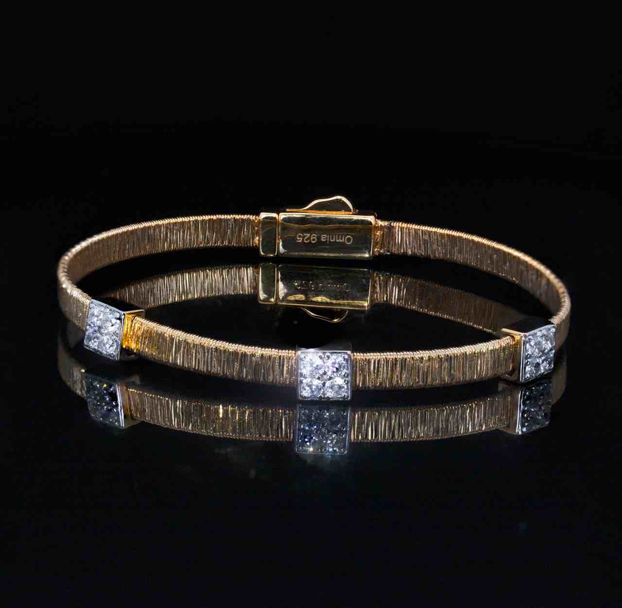 Omnia Sefa Gold Bracelet With High Quality White Simulated Diamonds Stones in 925 Silver - OMNIASTORES KSA