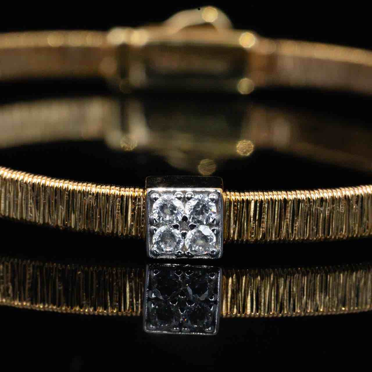 Omnia Sefa Gold Bracelet With High Quality White Simulated Diamonds Stones in 925 Silver - OMNIASTORES KSA