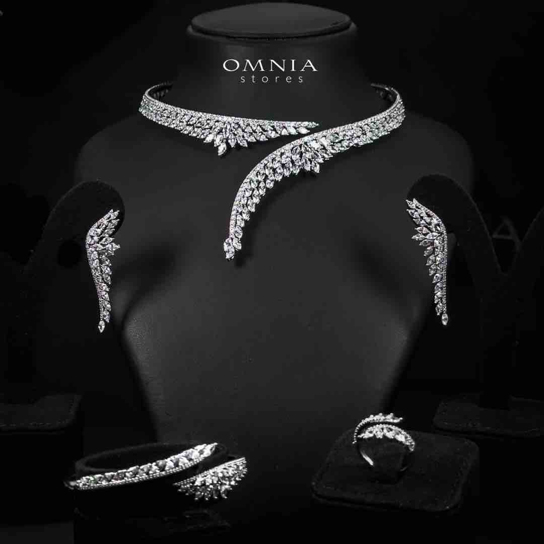 Omnia Claire Luxury White Bridal Full Set in High Quality Zircon Stone Premium Rhodium Plated - OMNIASTORES UAE