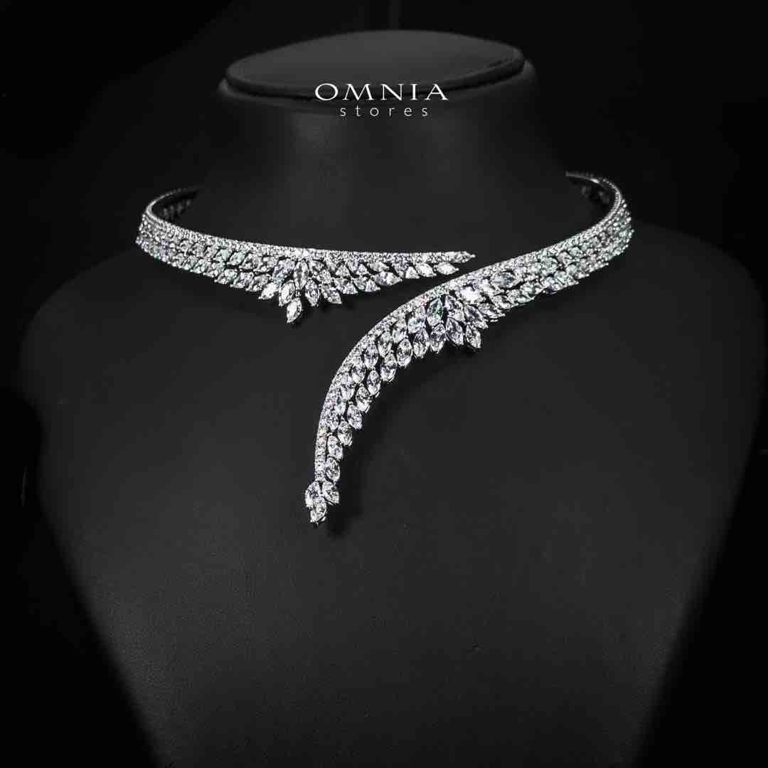Omnia Claire Luxury White Bridal Full Set in High Quality Zircon Stone Rhodium Plated - OMNIASTORES KSA
