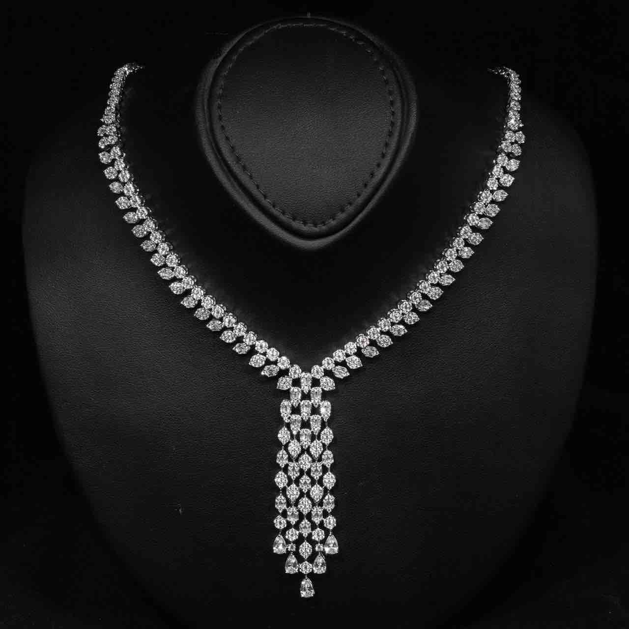 Omnia Myla White Luxury Bridal Full Set in High Quality Zircon Stone in Rhodium Plated - OMNIASTORES KSA