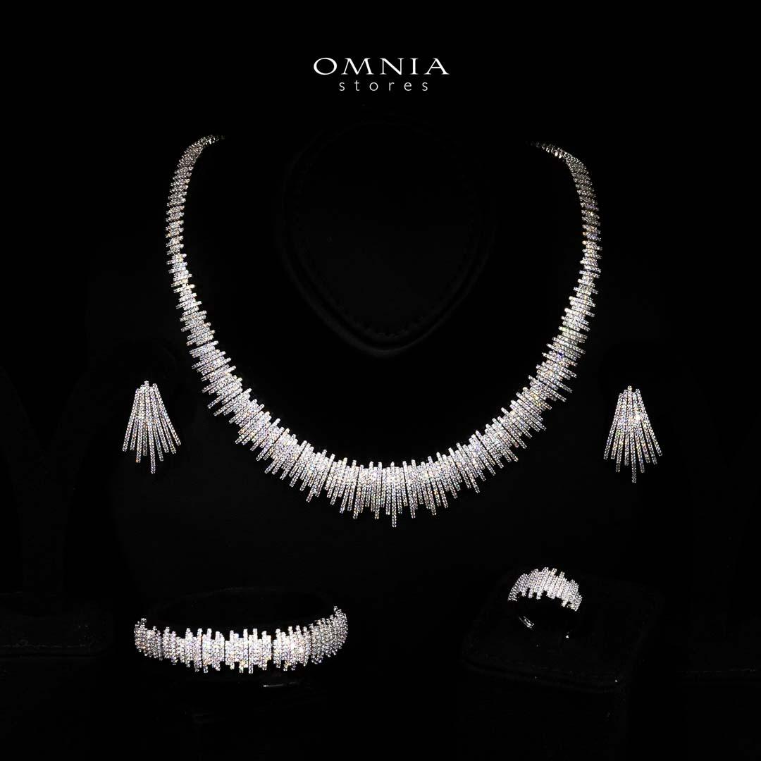 Omnia Melissa White Luxury Bridal Full Set in High Quality Zircon Stone Premium Rhodium Plated - OMNIASTORES UAE
