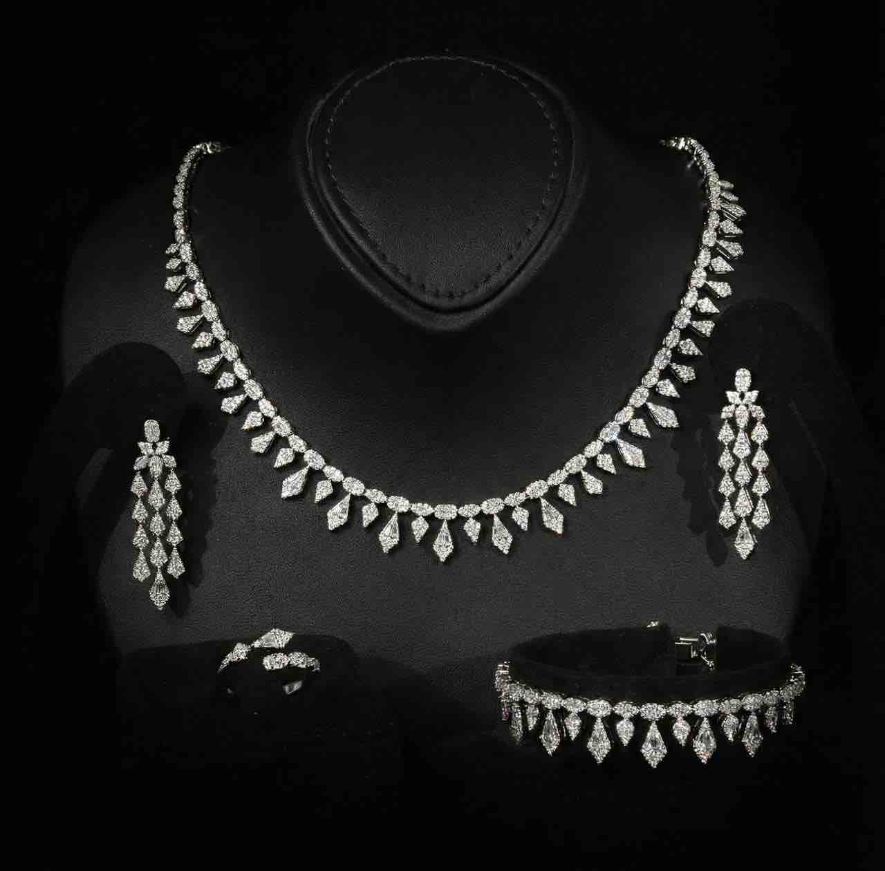 Omnia Rhea White Luxury Bridal Full Set in High Quality Rhodium Plated Zircon Stones - OMNIASTORES KSA