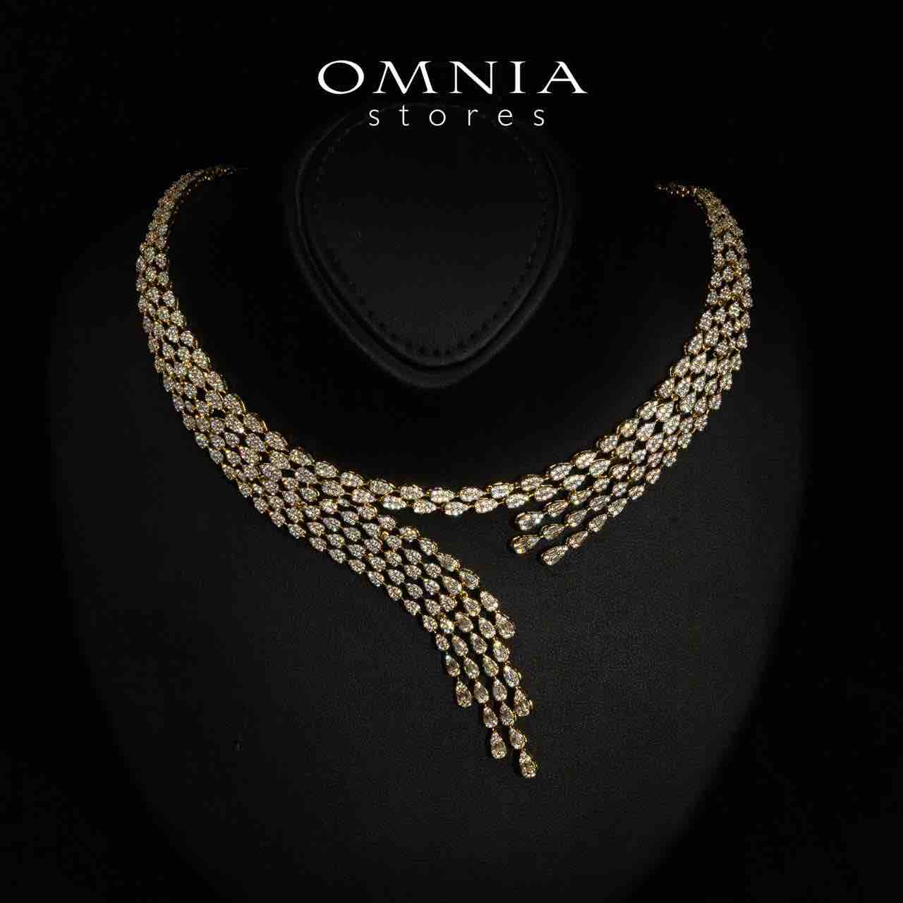 Omnia Beretta Luxury Gold Bridal Full Set in High Quality Zircon Stone Rhodium Plated - OMNIASTORES KSA