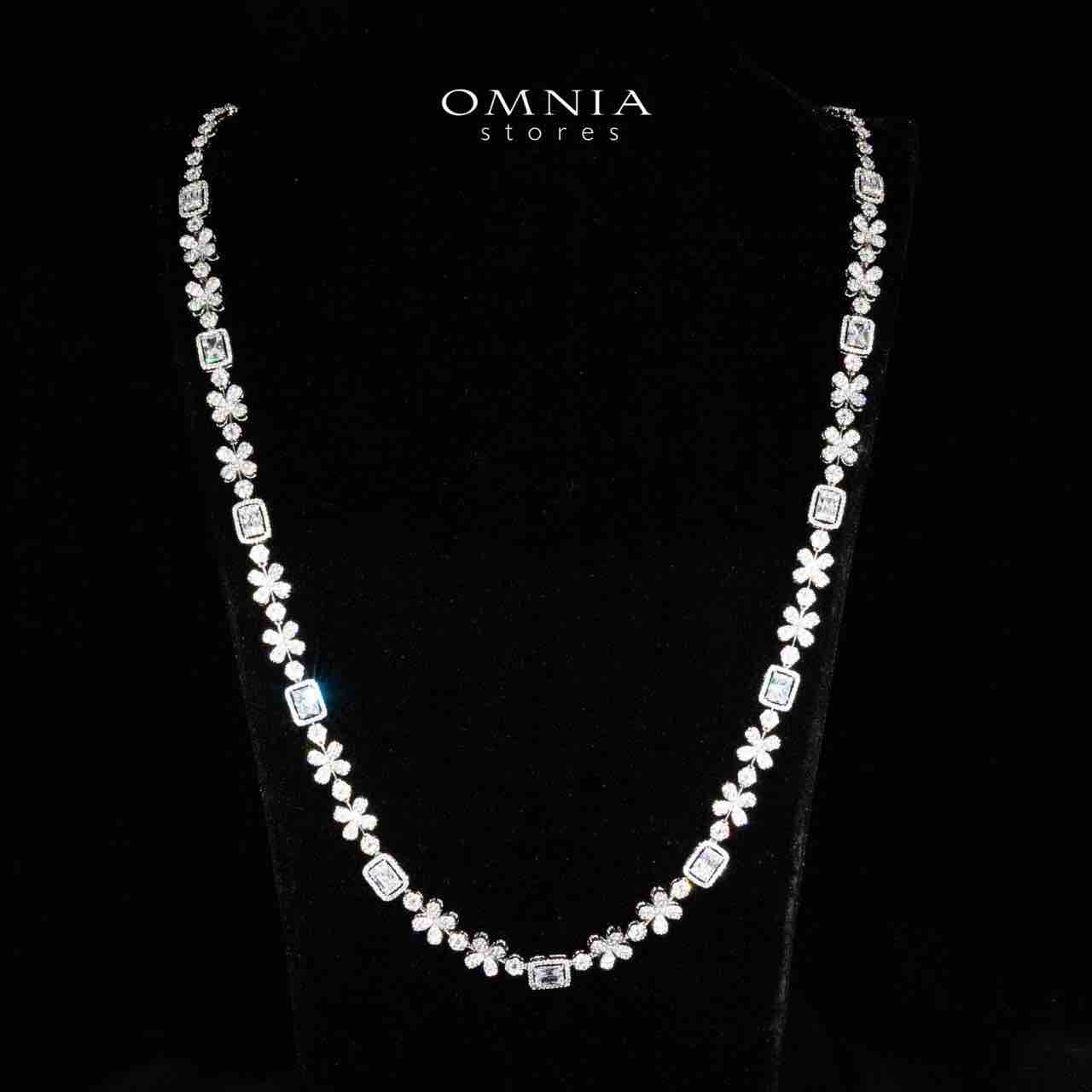 Omnia Reyna White Luxury Bridal Long Chain Full Set in High Quality Zircon Stone Rhodium Plated - OMNIASTORES KSA