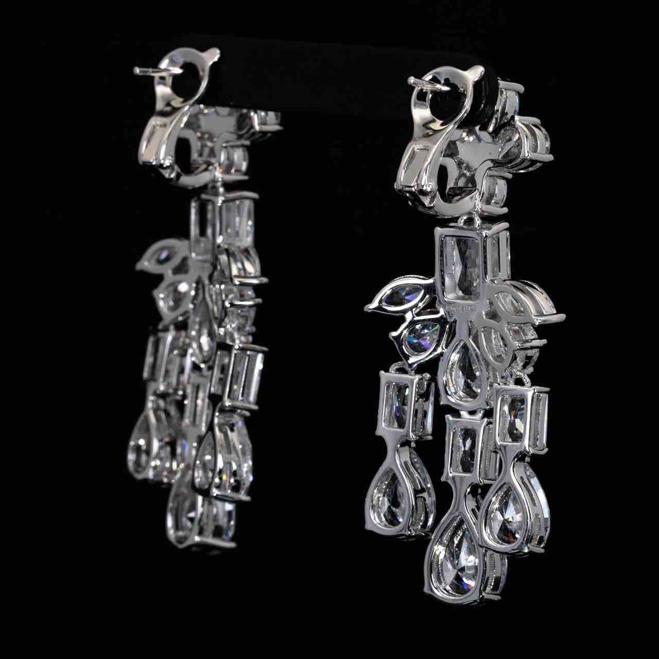 Omnia Ranim White Floral Drop Earrings With High Quality Simulated Diamonds In 925 Silver - OMNIASTORES KSA
