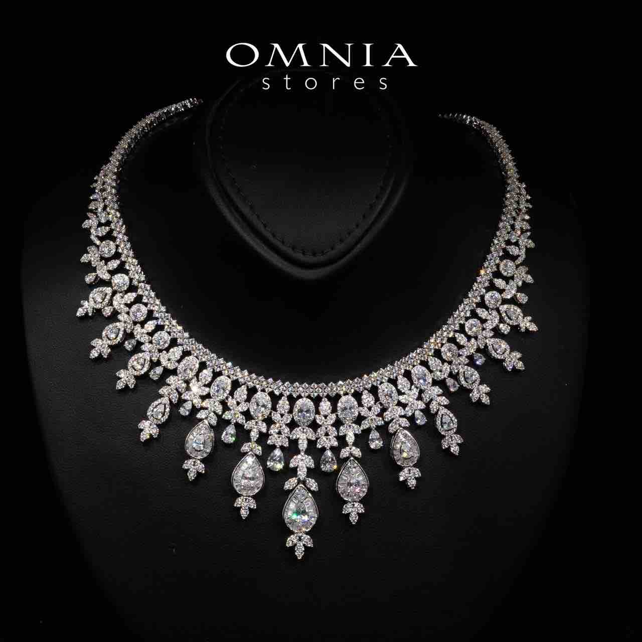 Omnia Celia White Luxury Bridal Full Set in High Quality Rhodium Plated Zircon Stones - OMNIASTORES KSA