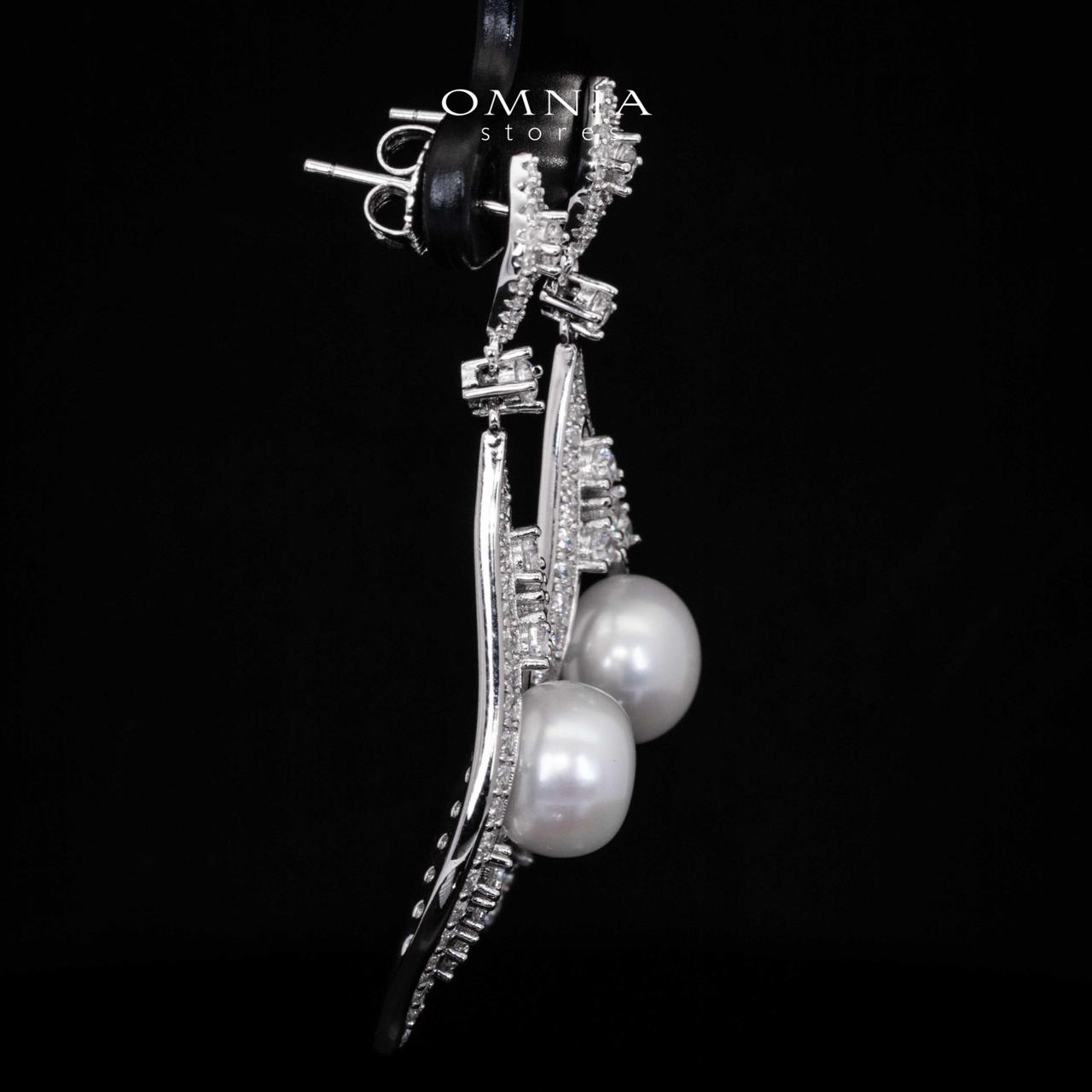 Omnia Gadi Fresh Real Water Pearl Drop Earrings in 925 Silver Accessories With High Quality Simulated Diamonds