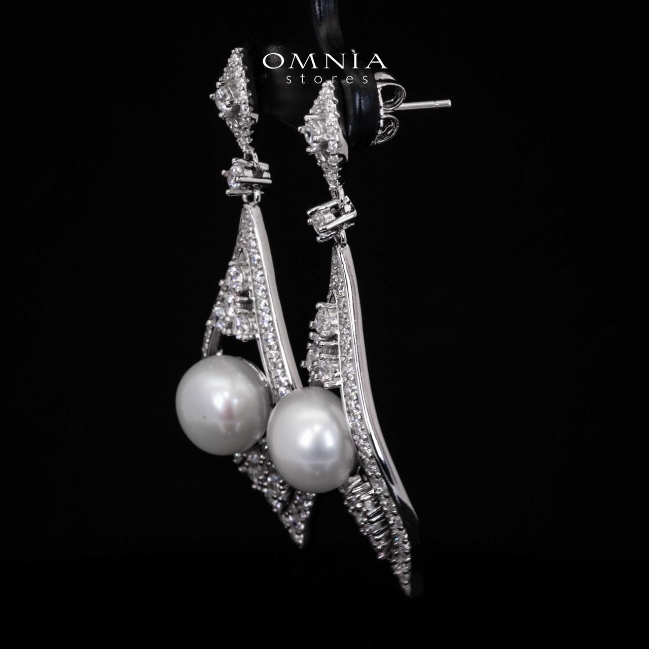 Omnia Gadi Fresh Real Water Pearl Drop Earrings in 925 Silver Accessories With High Quality Simulated Diamonds