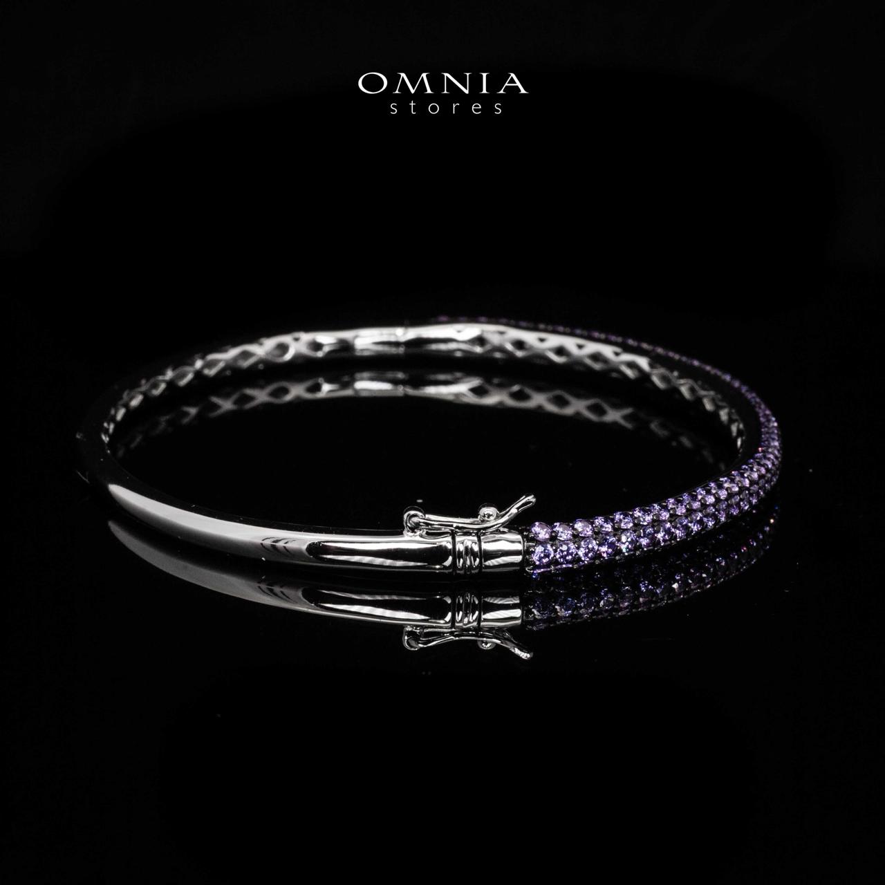 Omnia Zenah Purple Bangle With High Quality Simulated Diamonds in 925 Silver - OMNIASTORES KSA
